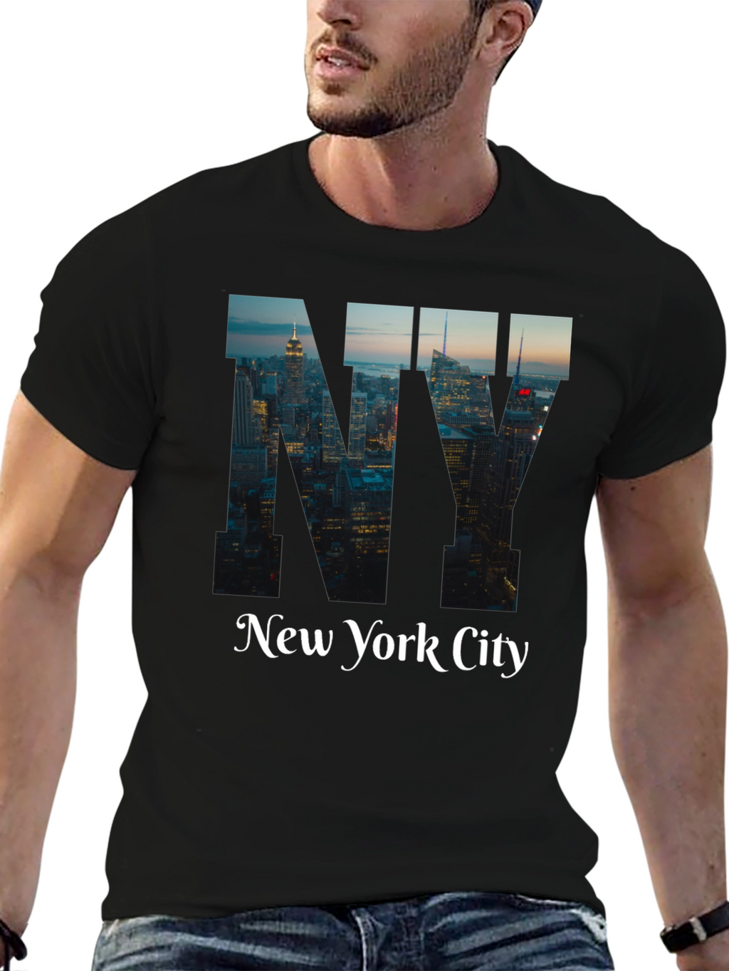 New York City Graphic Print Black T-Shirt