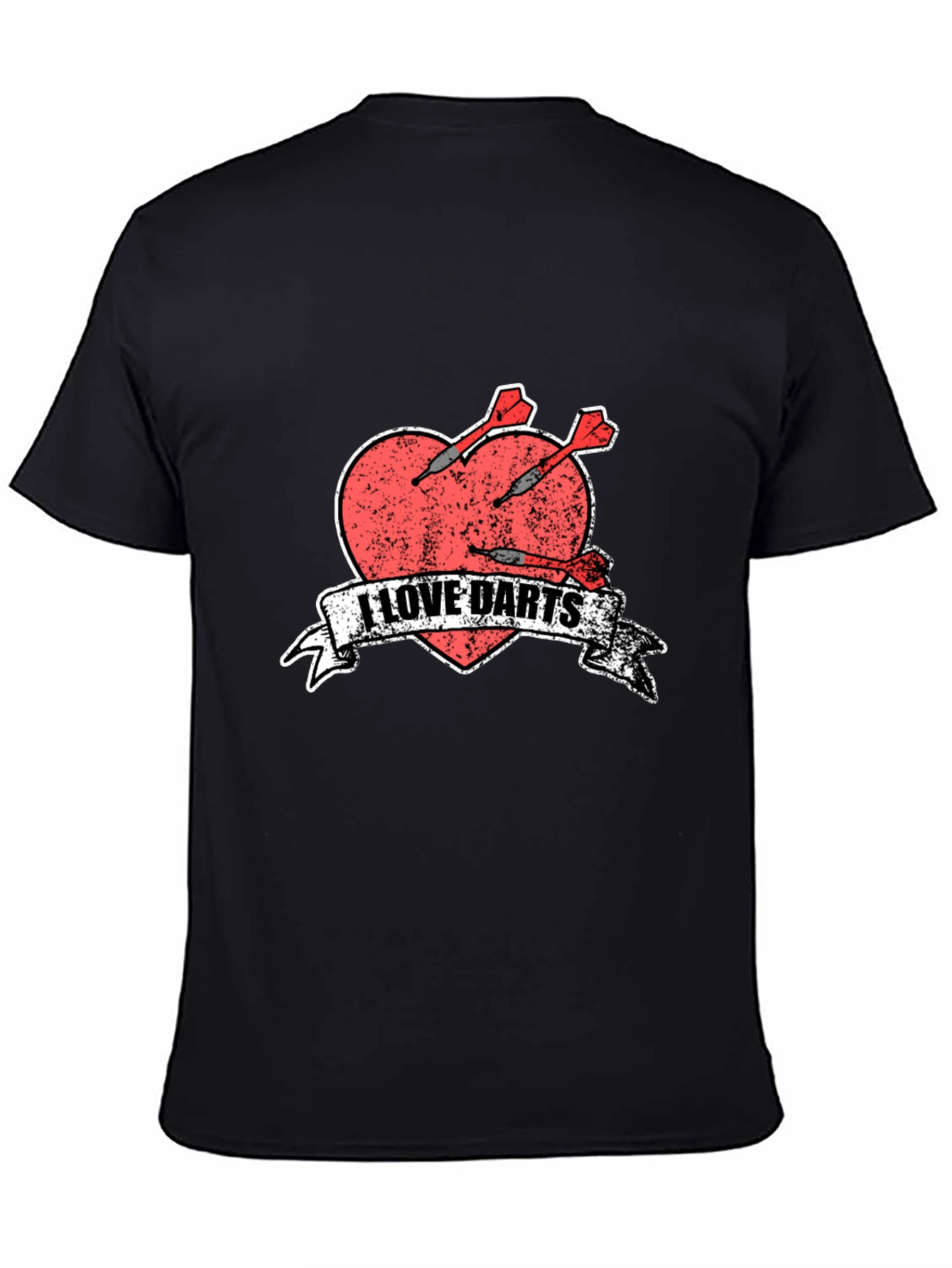 I Love Darts T-Shirt - Heart & Arrows Design