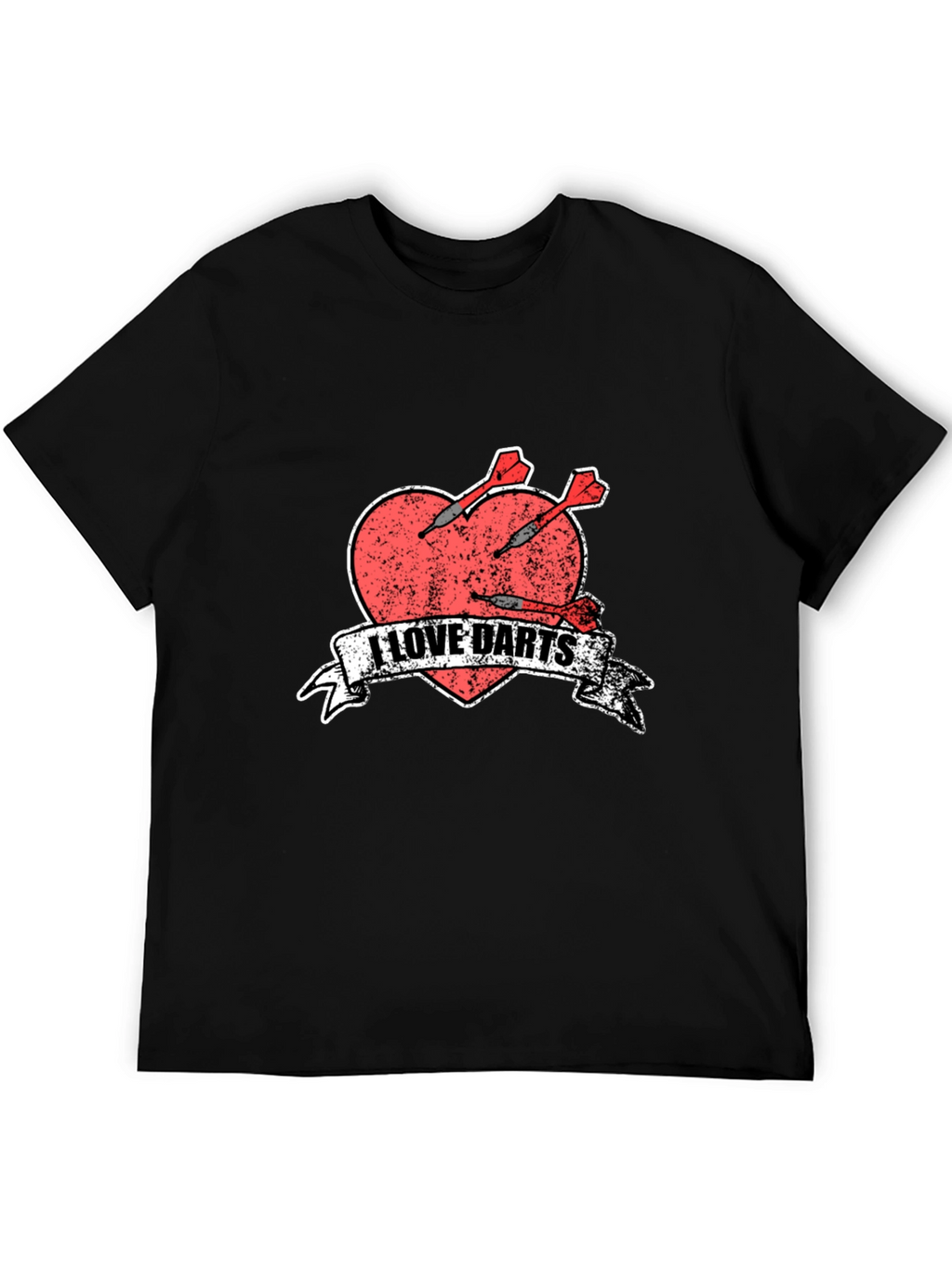 I Love Darts T-Shirt - Heart & Arrows Design