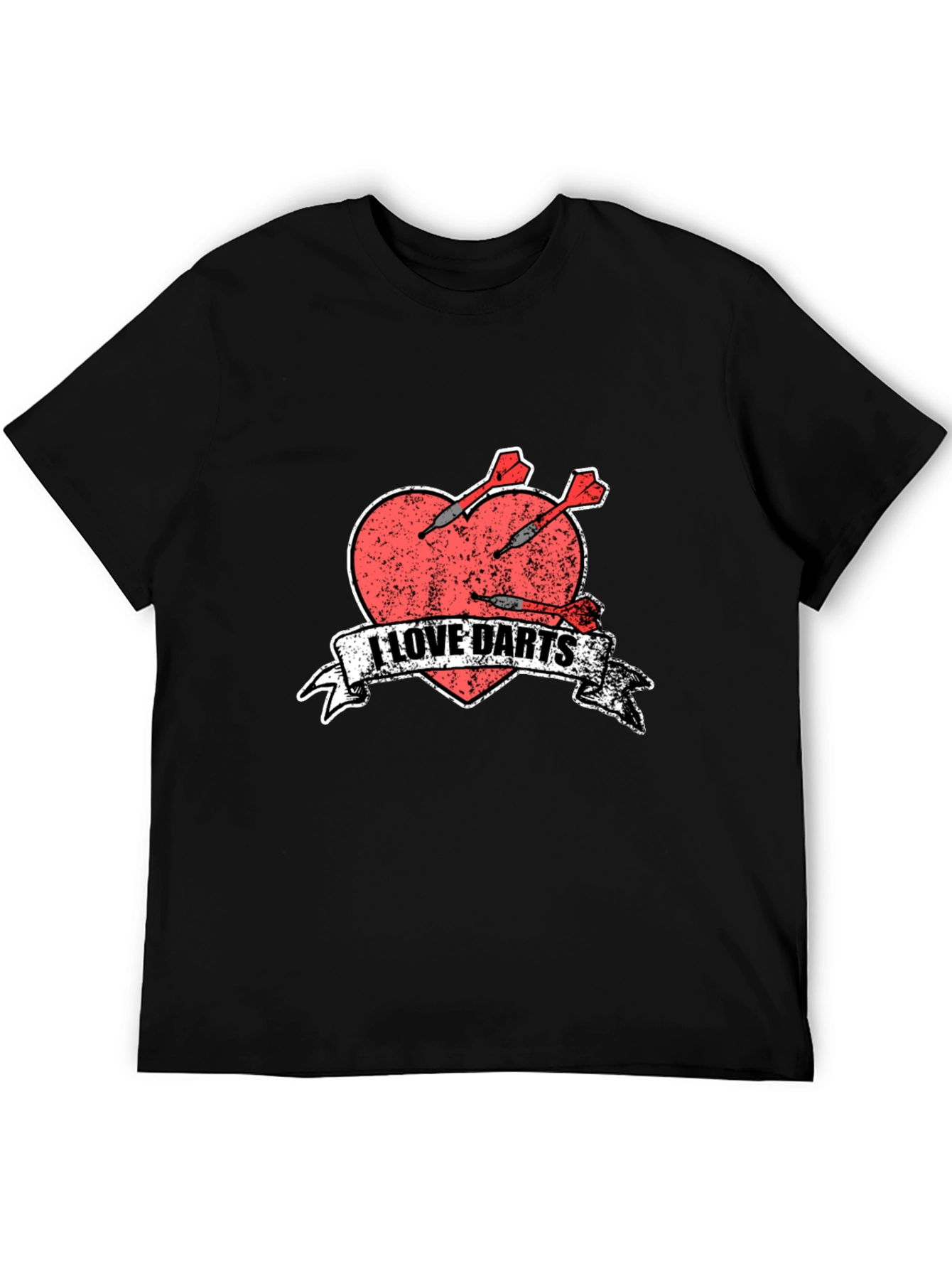 I Love Darts T-Shirt - Heart & Arrows Design