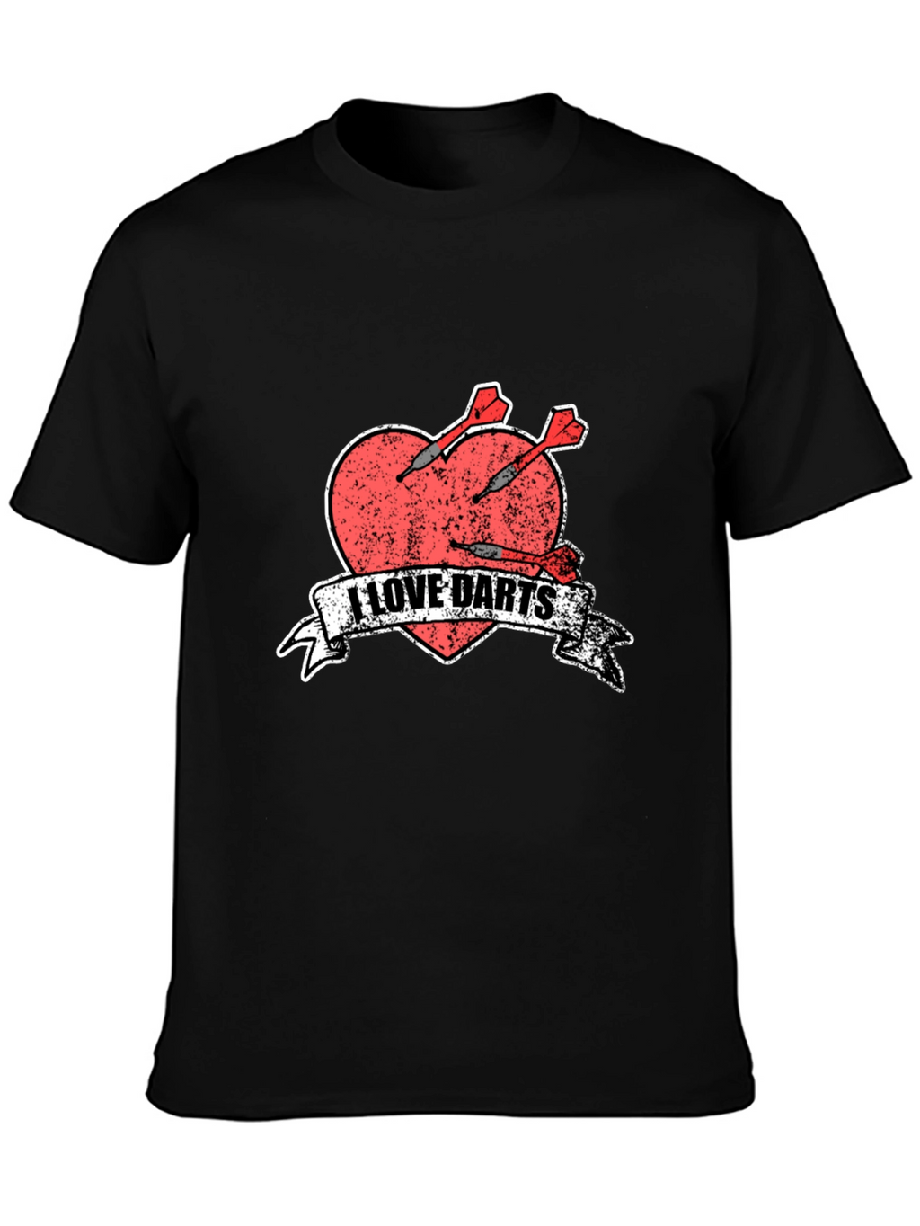 I Love Darts T-Shirt - Heart & Arrows Design