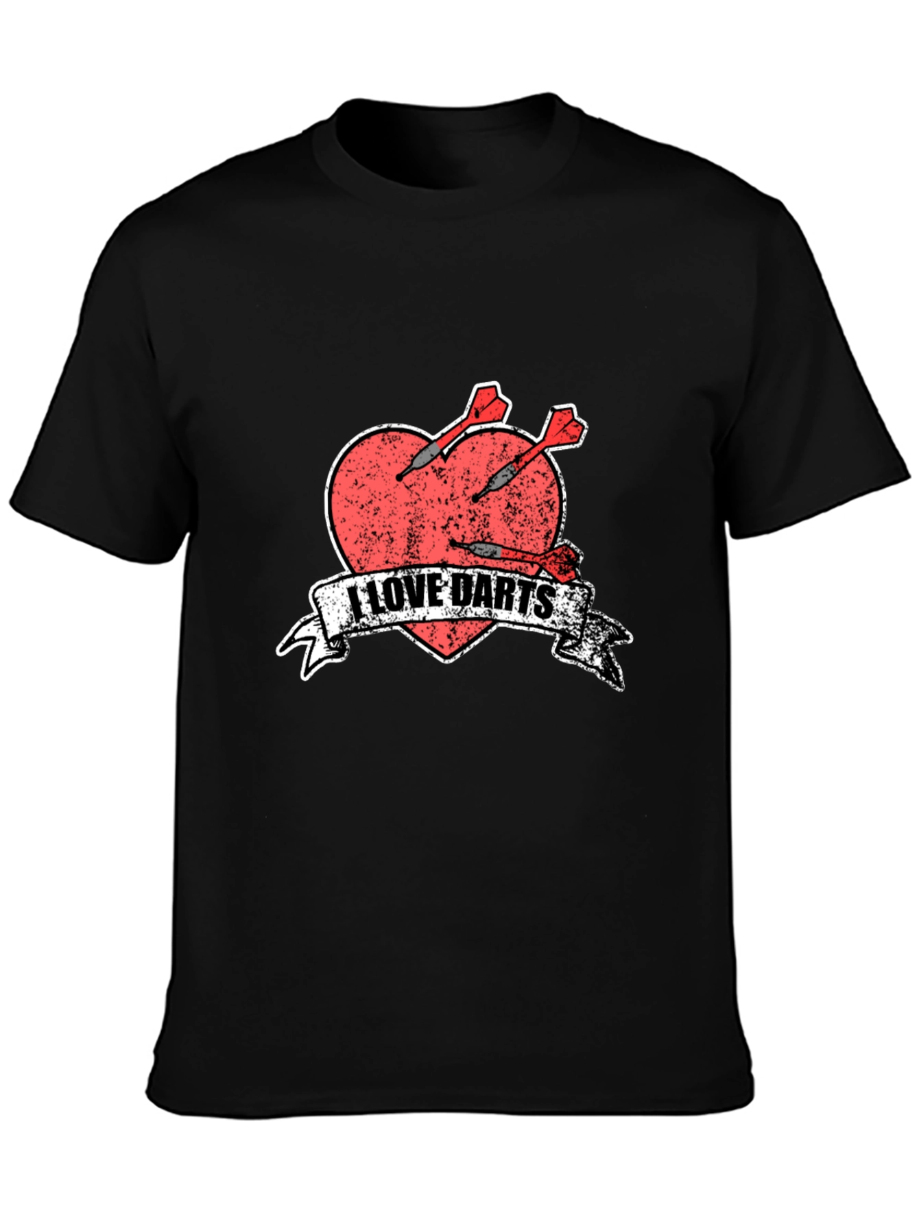 I Love Darts T-Shirt - Heart & Arrows Design