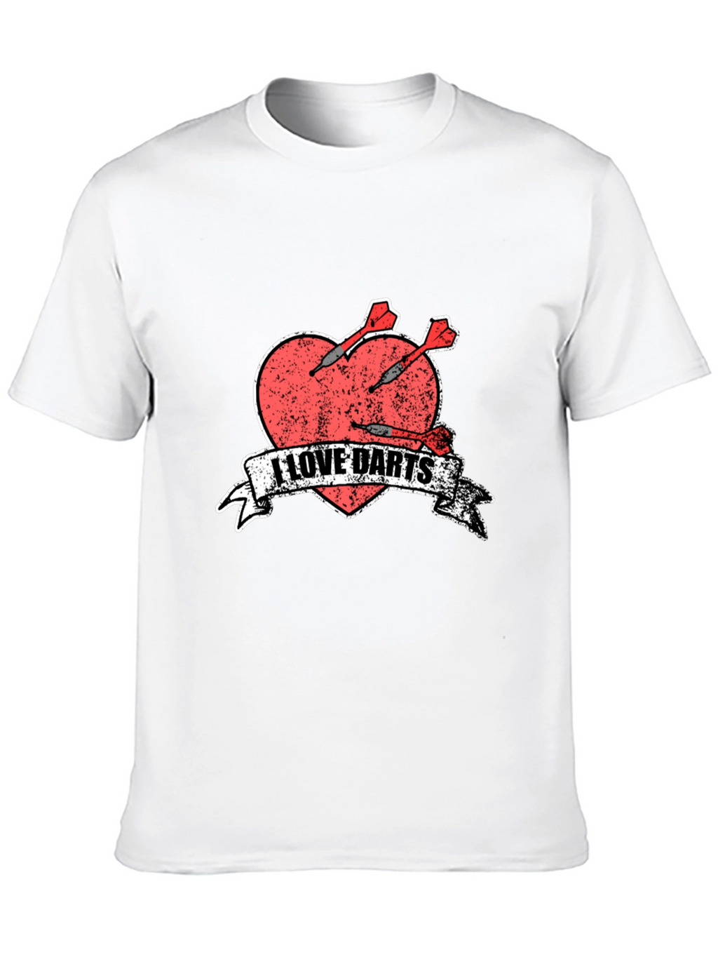 I Love Darts T-Shirt - Heart & Arrows Design