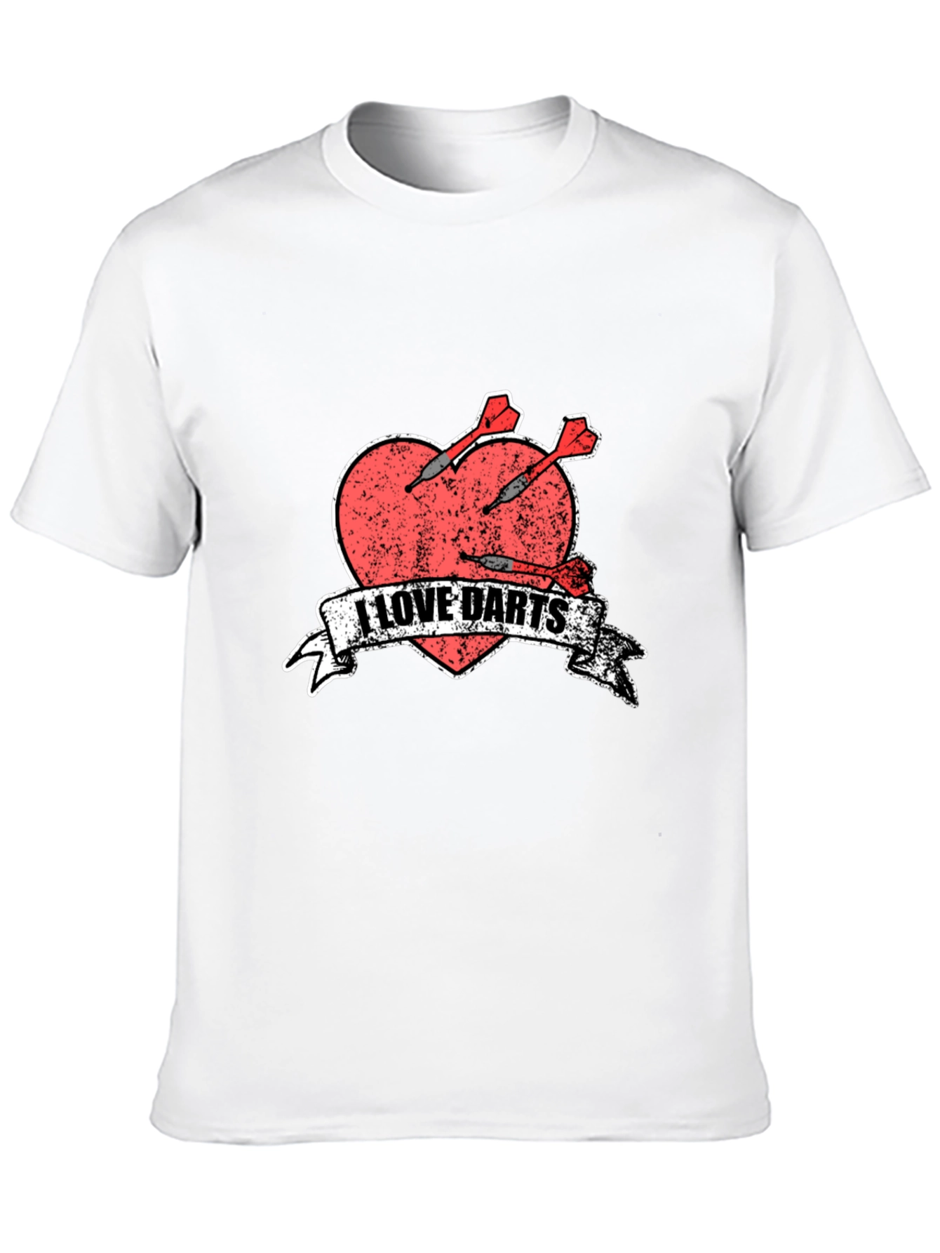 I Love Darts T-Shirt - Heart & Arrows Design