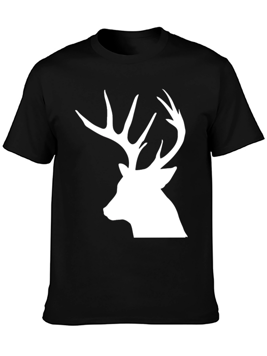 Deer Silhouette Graphic Tee - Black Cotton Blend