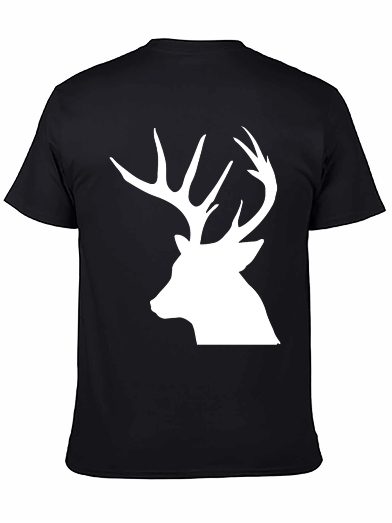 Deer Silhouette Graphic Tee - Black Cotton Blend