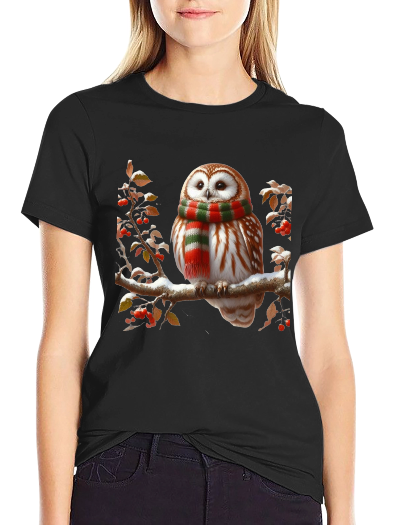 Owl in Scarf Graphic Tee