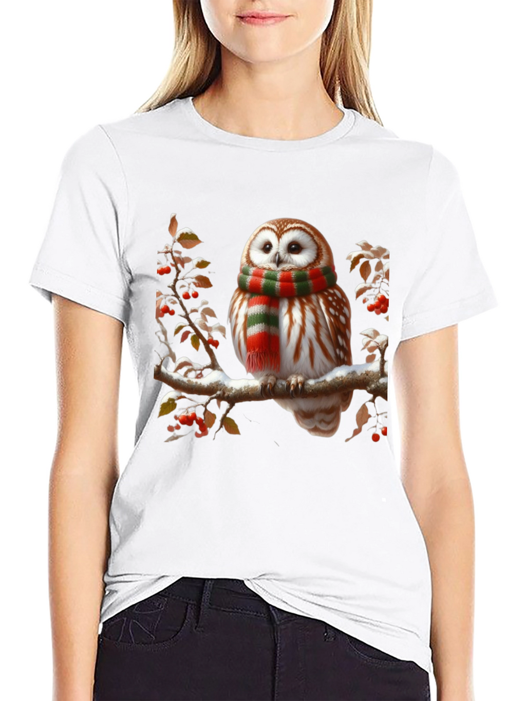 Owl in Scarf Graphic Tee