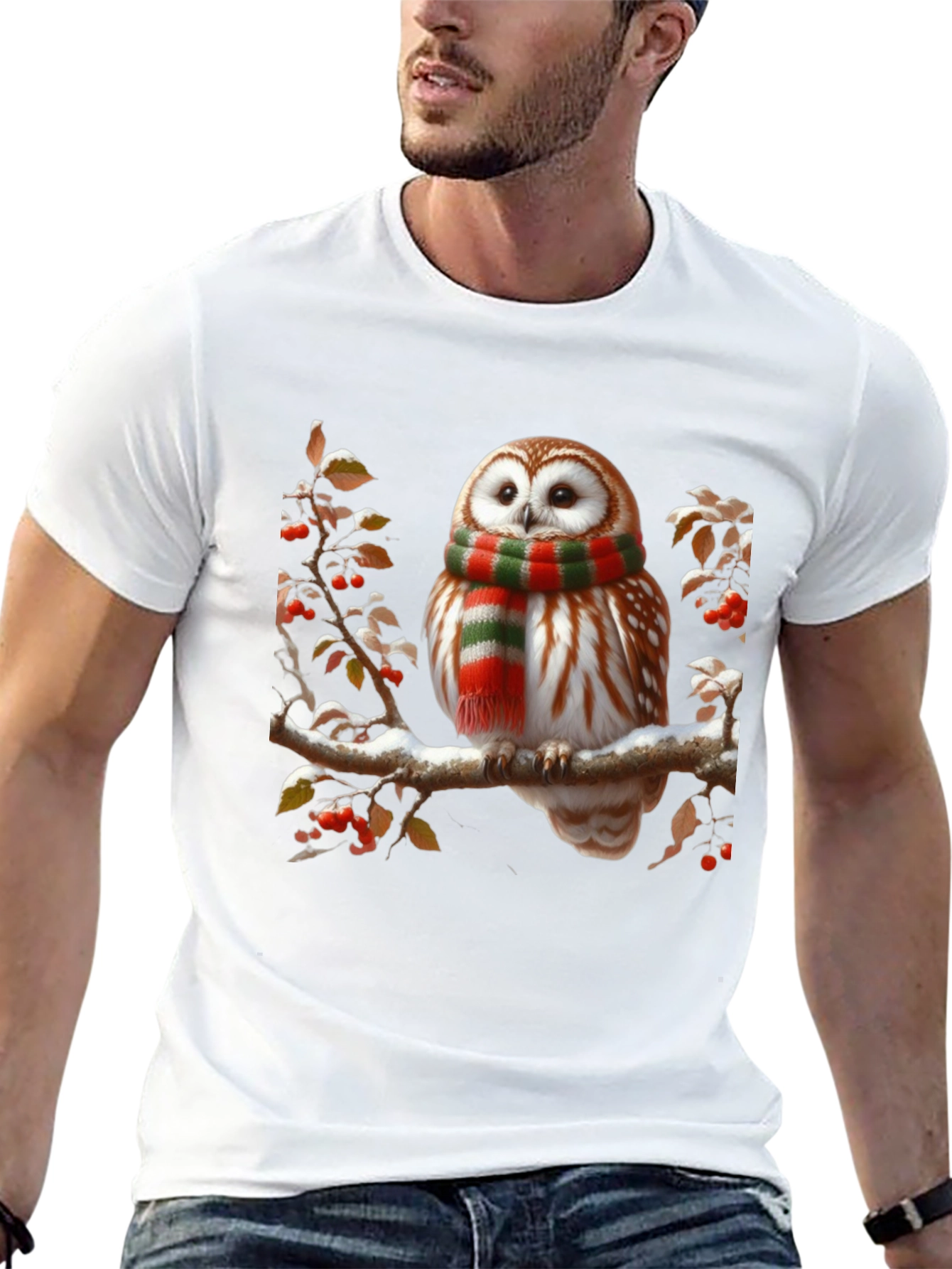 Owl in Scarf Graphic Tee