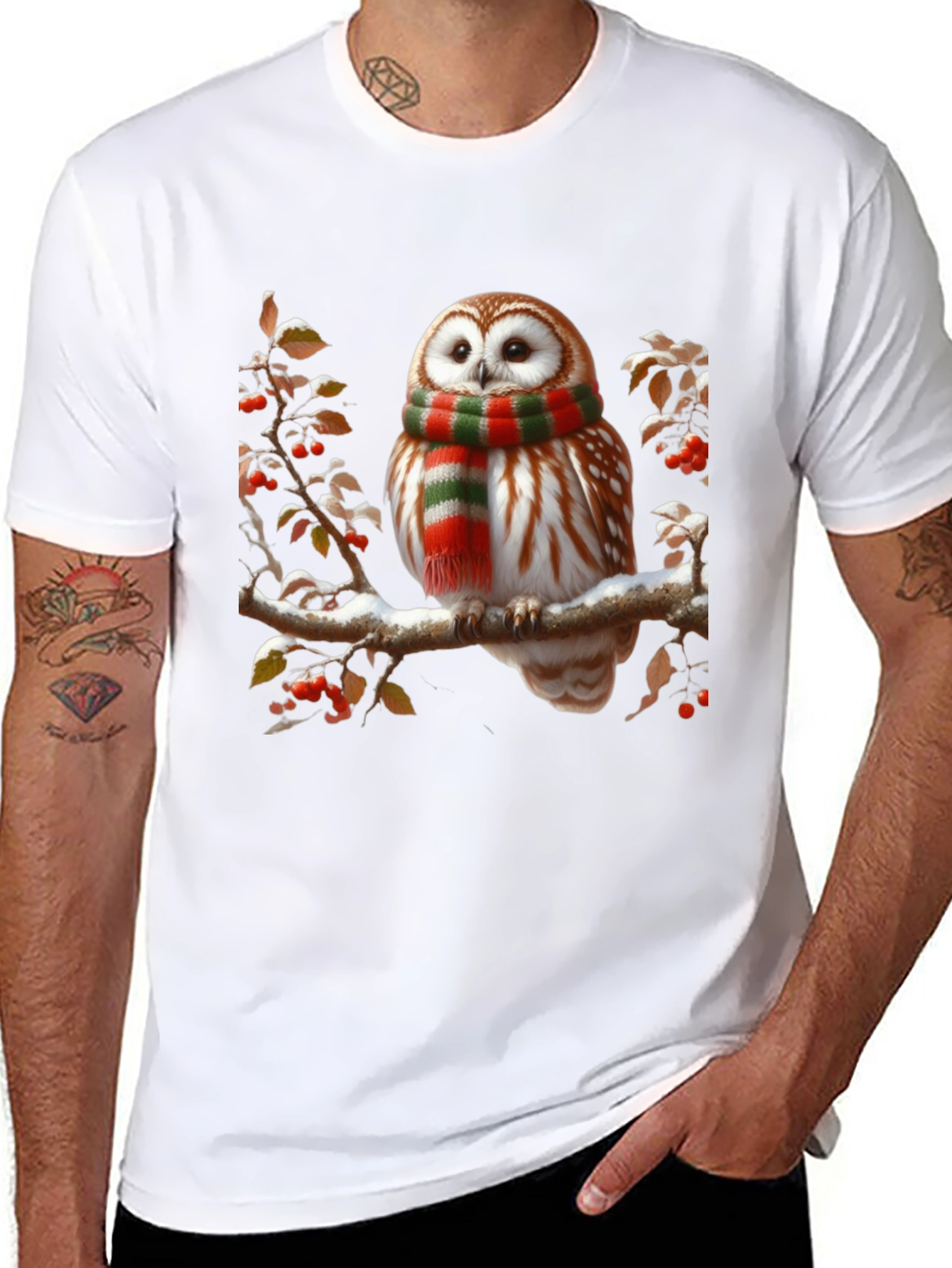 Owl in Scarf Graphic Tee