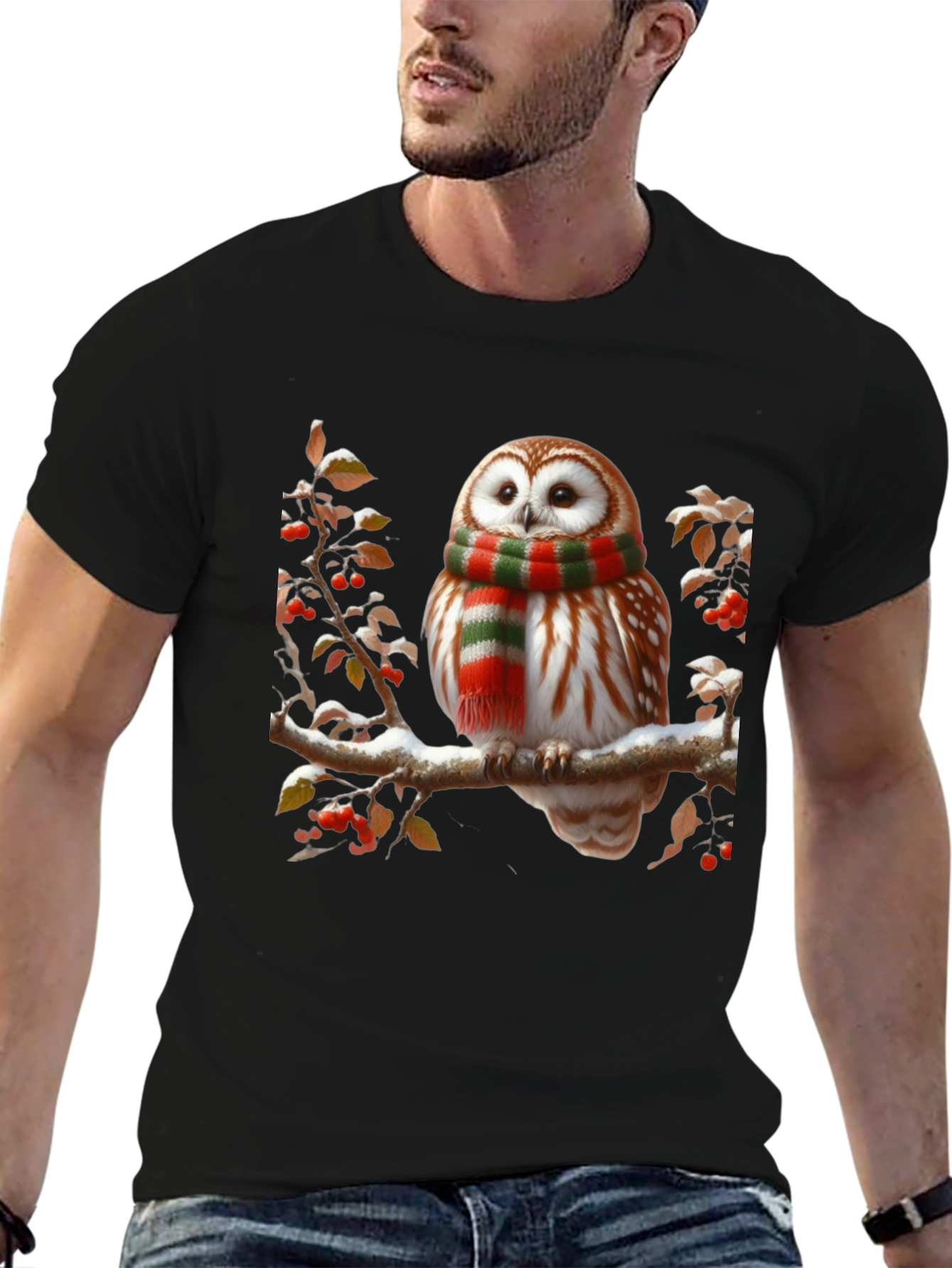Owl in Scarf Graphic Tee
