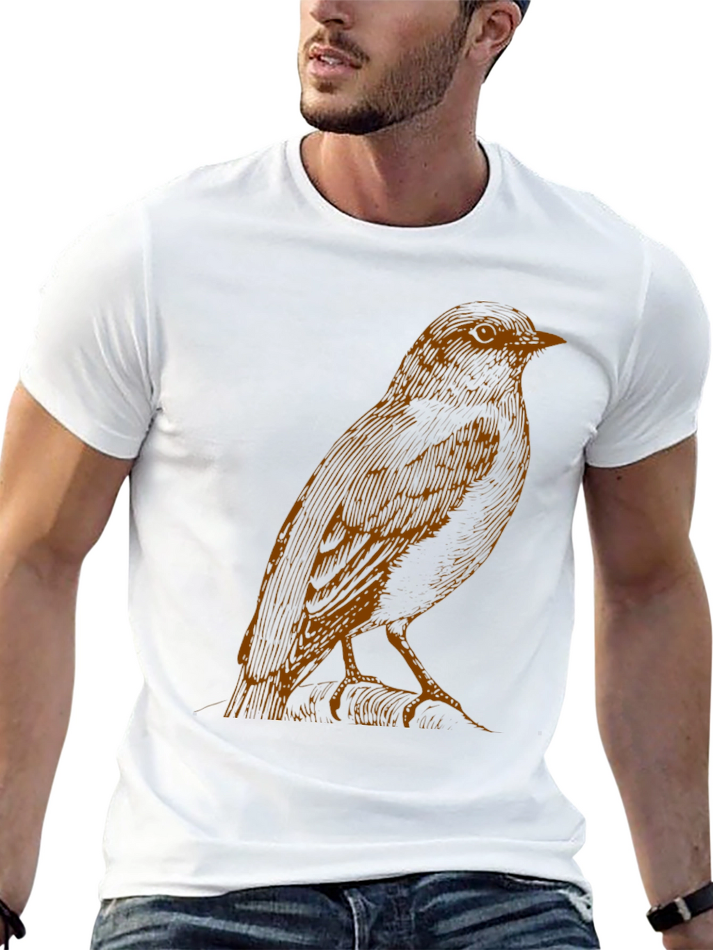 Bird Graphic Print Black T-Shirt