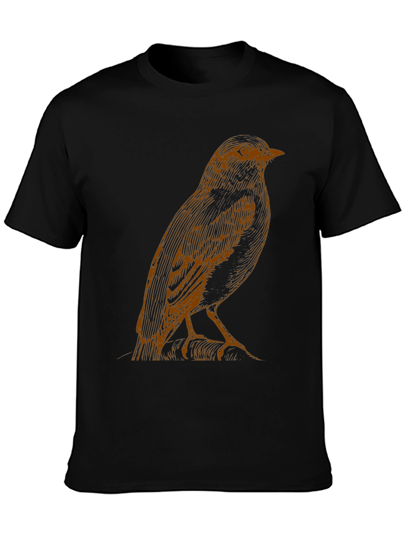 Bird Graphic Print Black T-Shirt