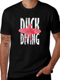 Duck Diving Surfer Graphic Tee - Black Cotton T-Shirt