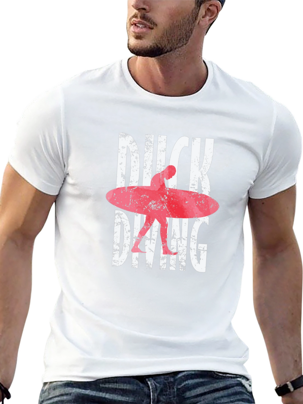 Duck Diving Surfer Graphic Tee - Black Cotton T-Shirt