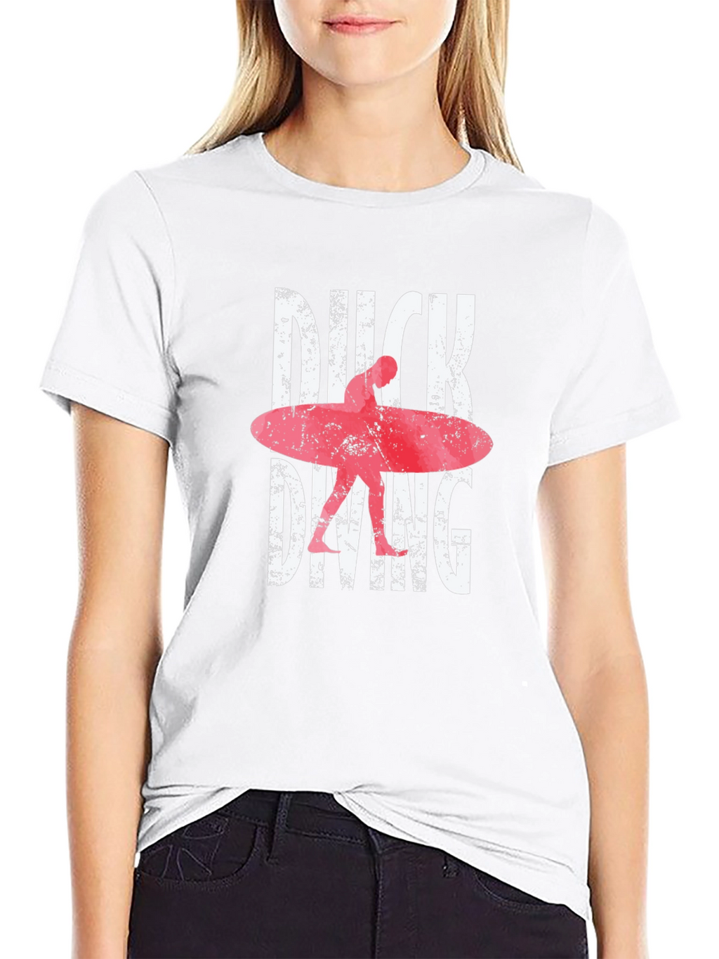 Duck Diving Surfer Graphic Tee - Black Cotton T-Shirt