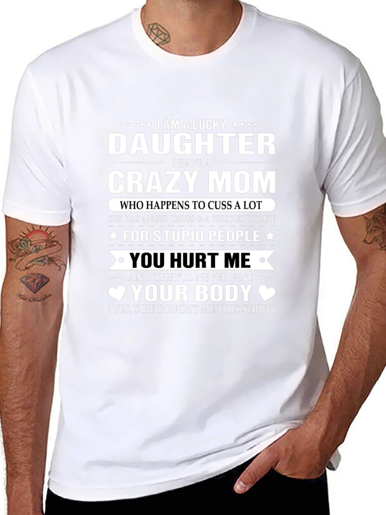 Lucky Daughter Crazy Mom Graphic T-Shirt