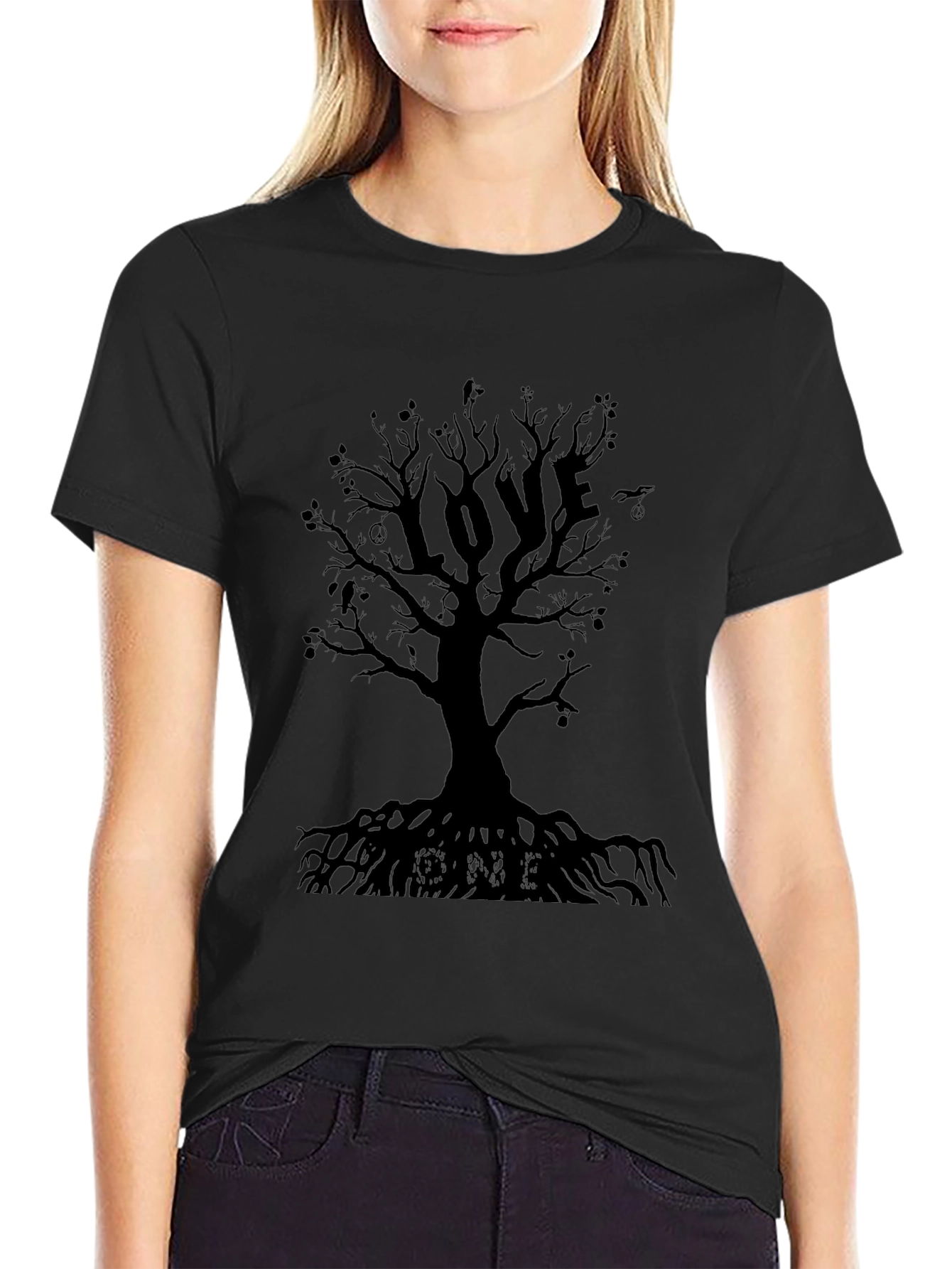 Love Tree Graphic T-Shirt - Black