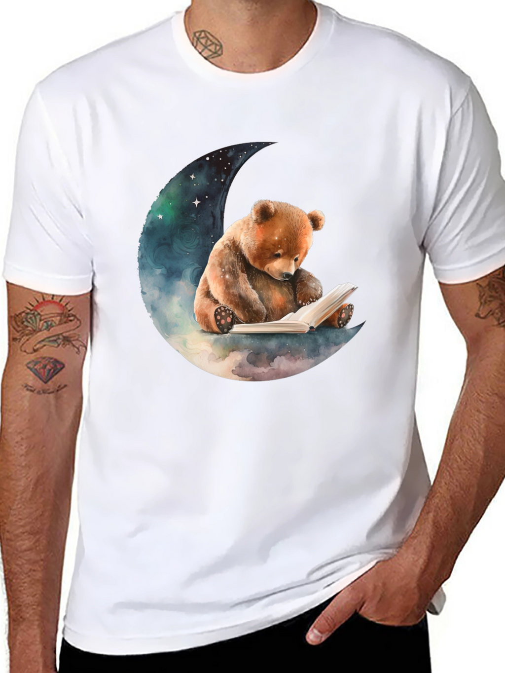 Bear Reading on Moon T-Shirt