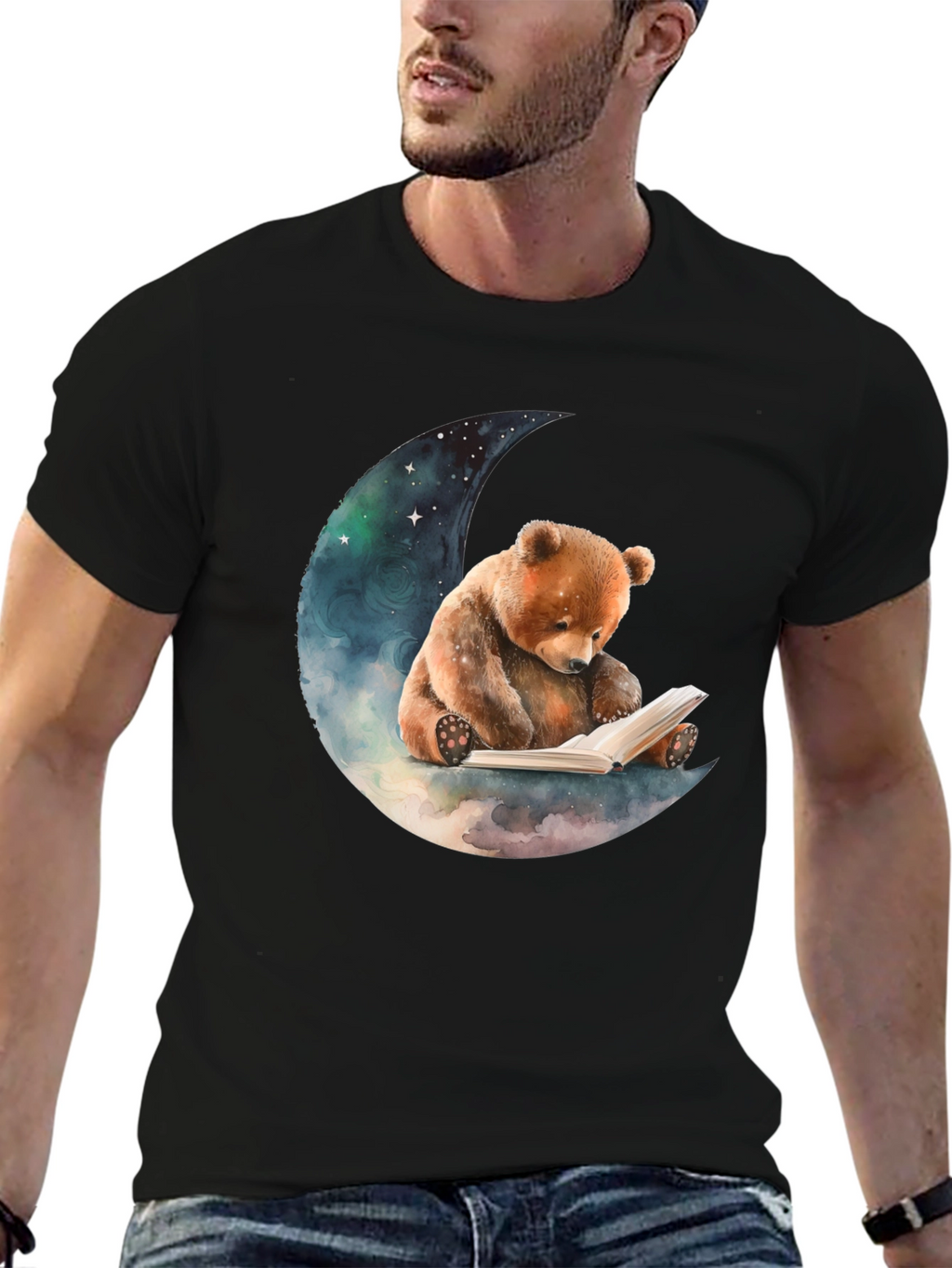 Bear Reading on Moon T-Shirt