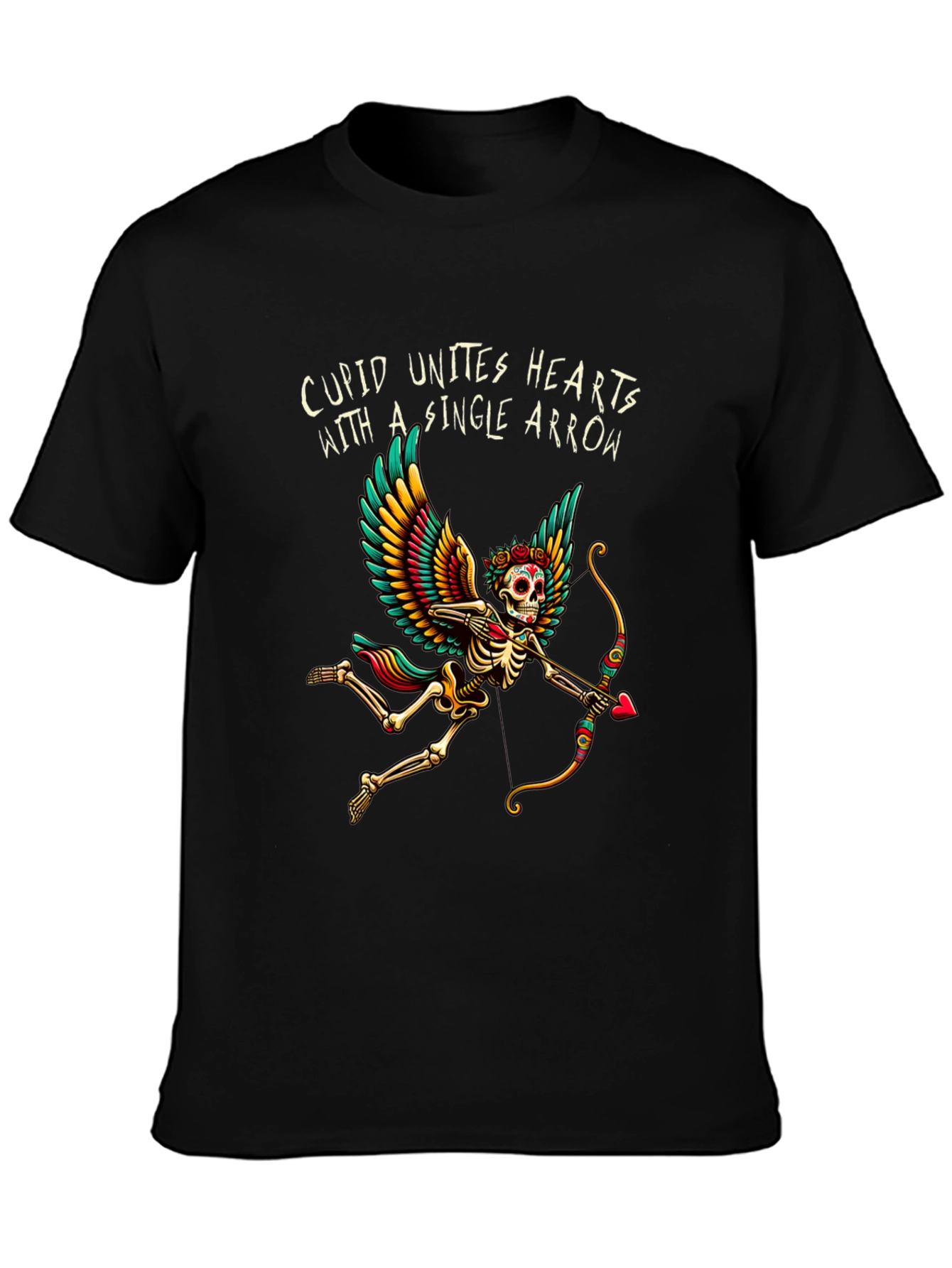 Cupid Skeleton Graphic Tee - Unique Valentines Day Shirt