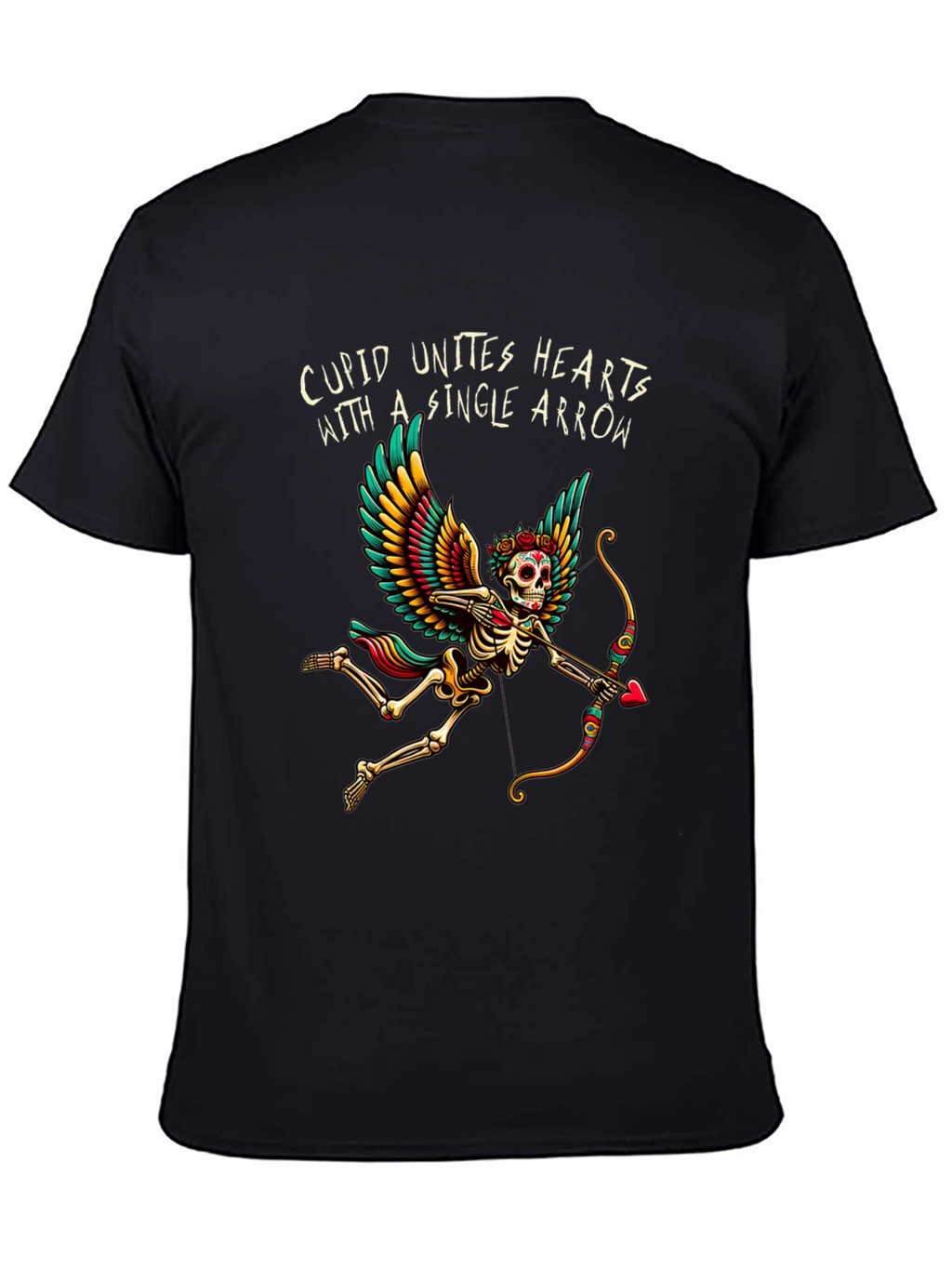Cupid Skeleton Graphic Tee - Unique Valentines Day Shirt