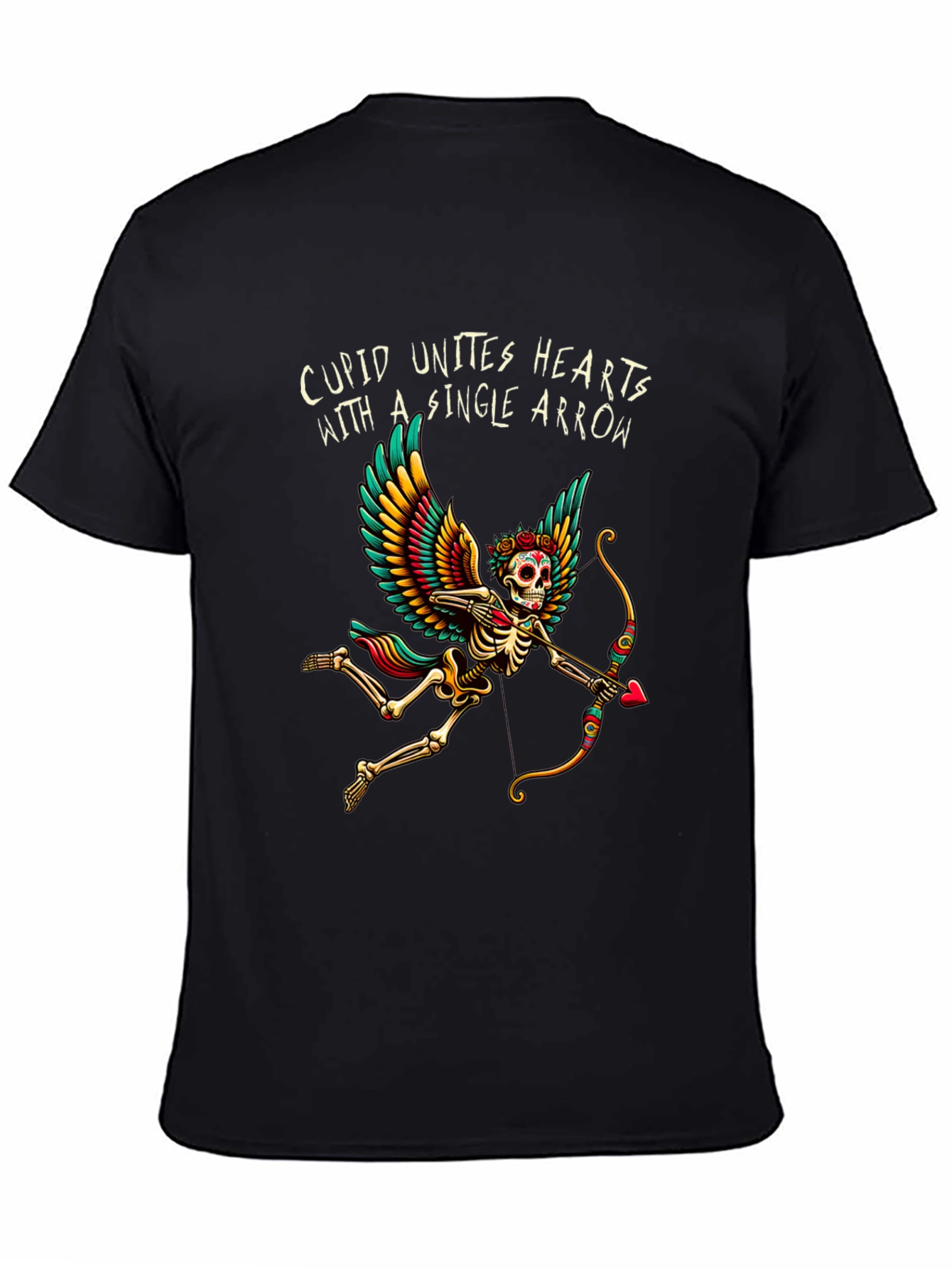 Cupid Skeleton Graphic Tee - Unique Valentines Day Shirt