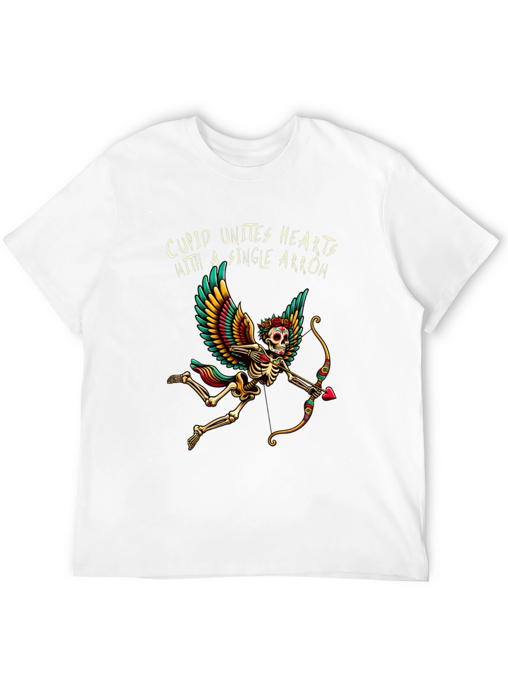 Cupid Skeleton Graphic Tee - Unique Valentines Day Shirt
