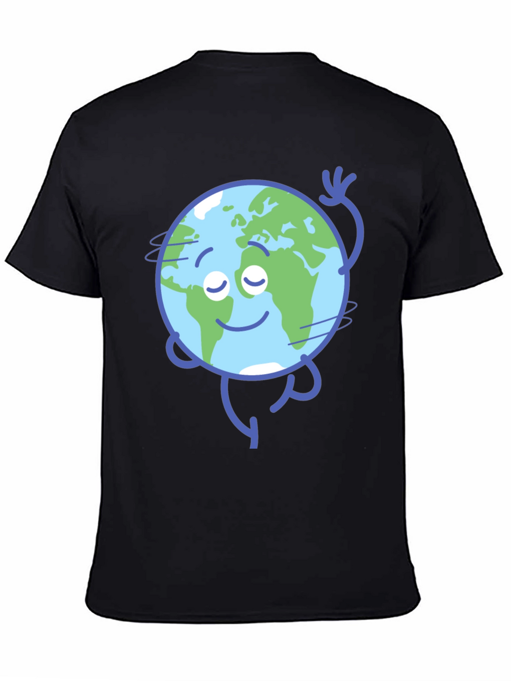Earth Cartoon Graphic Black T-Shirt