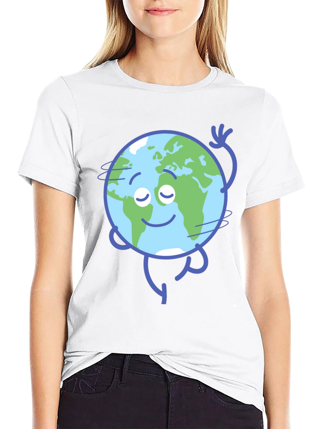 Earth Cartoon Graphic Black T-Shirt