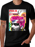 Edgy Pop Art Graphic Print Mens T-Shirt