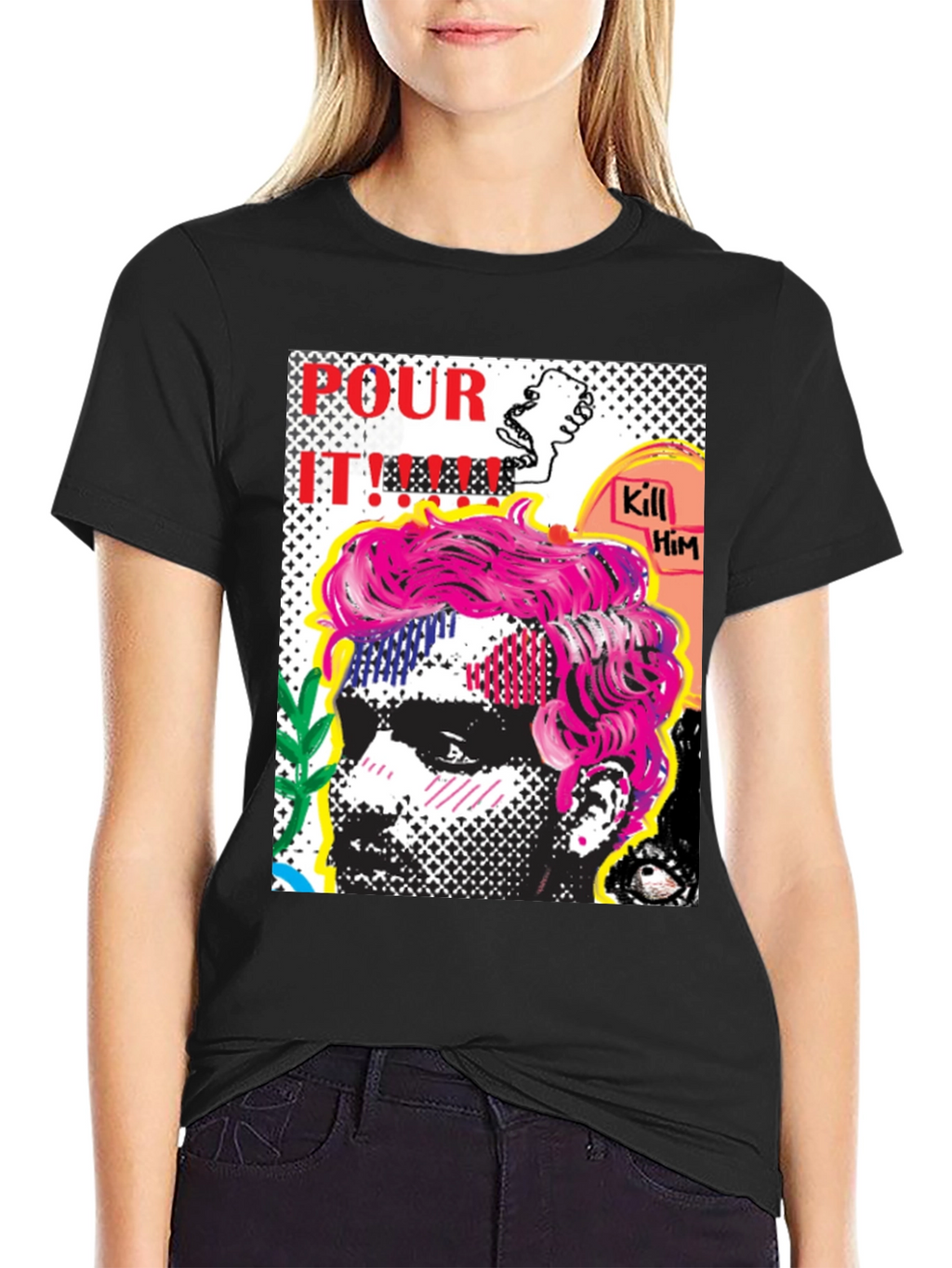 Edgy Pop Art Graphic Print Mens T-Shirt