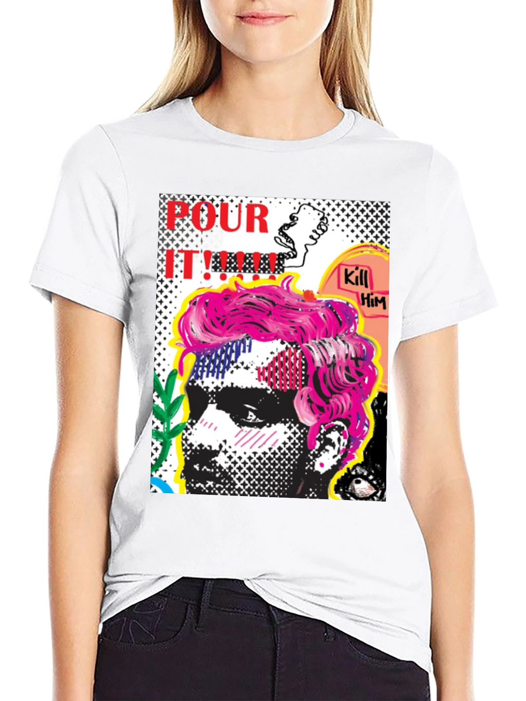 Edgy Pop Art Graphic Print Mens T-Shirt