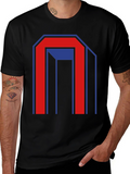 Geometric Graphic Print Mens Black T-Shirt