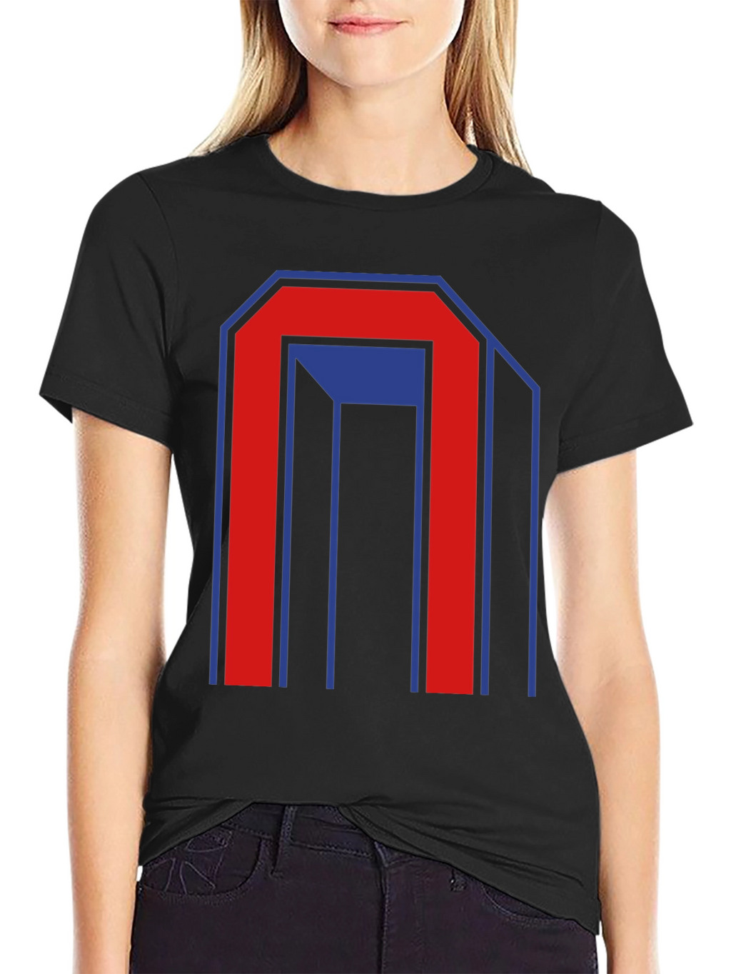 Geometric Graphic Print Mens Black T-Shirt