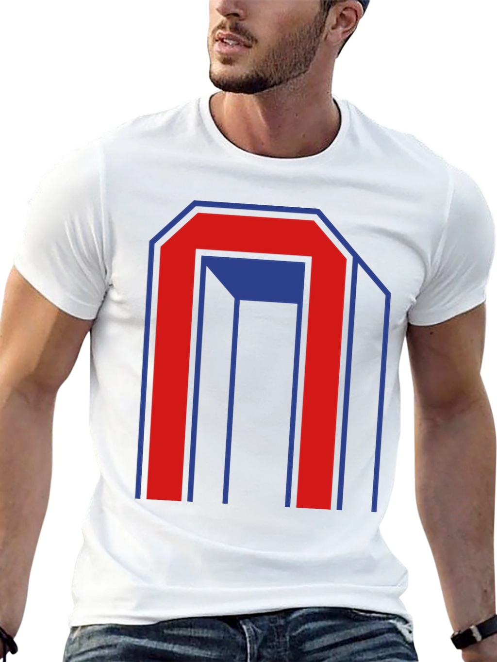 Geometric Graphic Print Mens Black T-Shirt