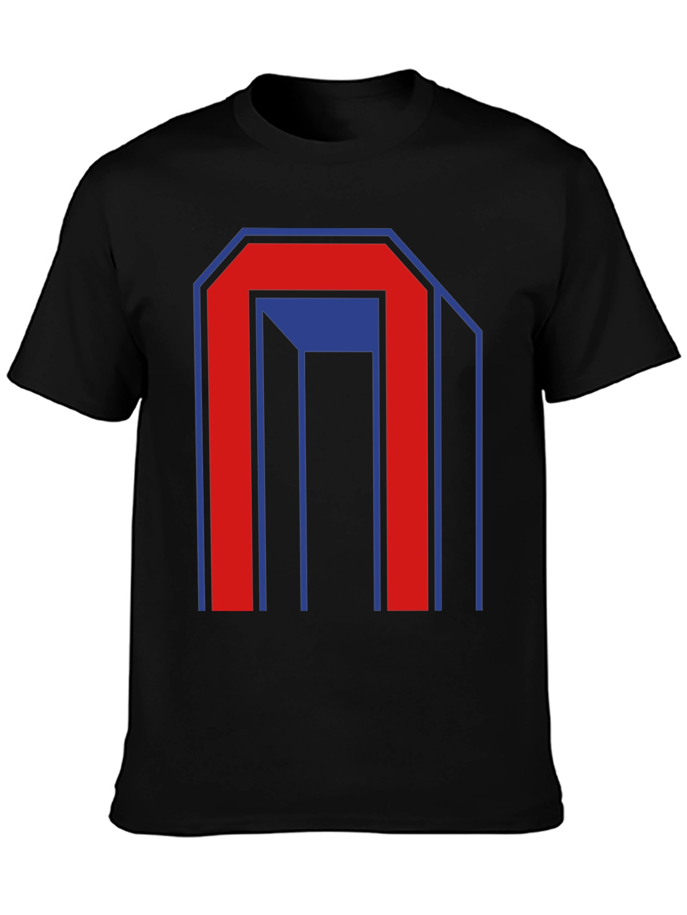 Geometric Graphic Print Mens Black T-Shirt
