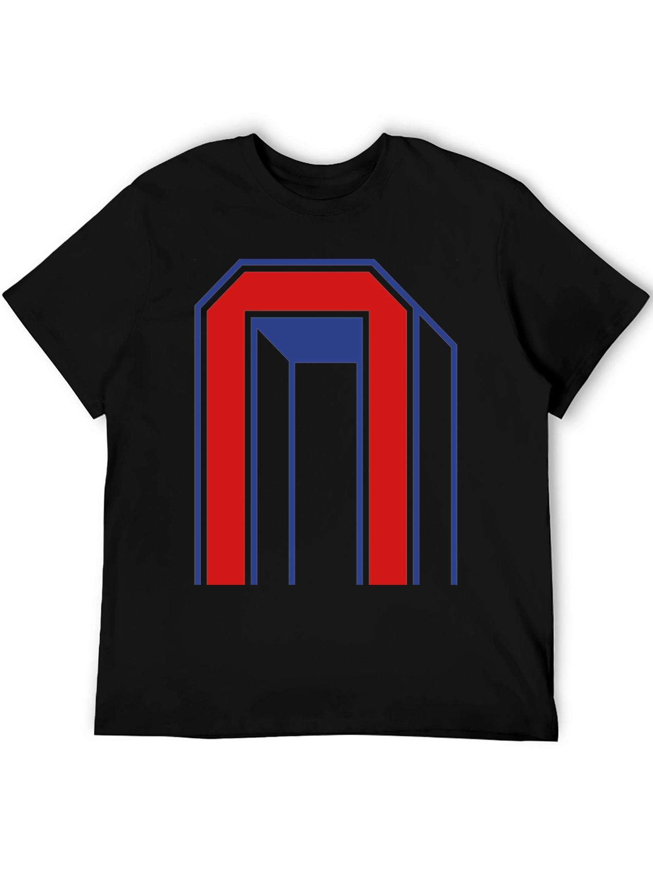 Geometric Graphic Print Mens Black T-Shirt