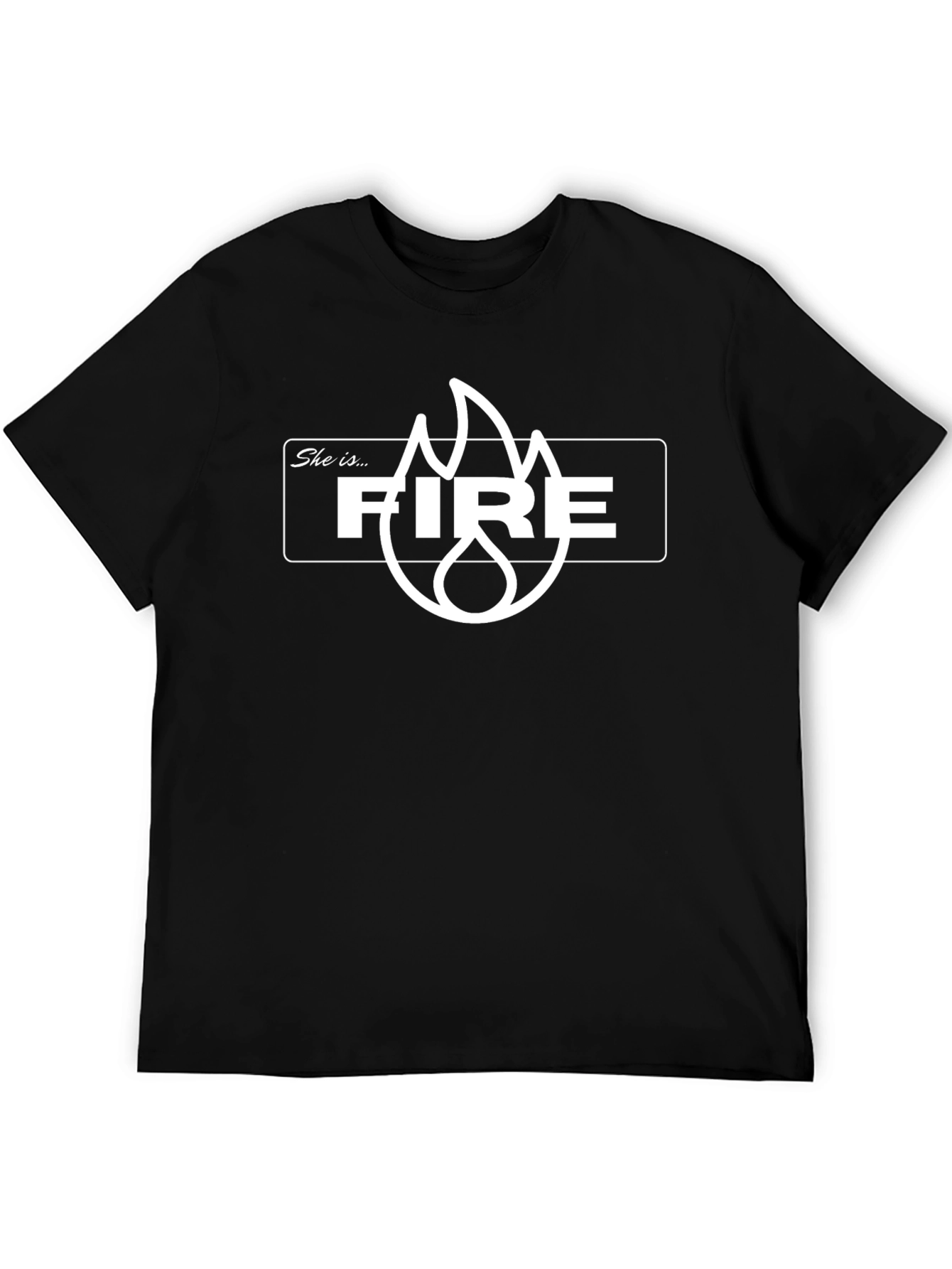 She is Fire - Graphic Print Black T-Shirt