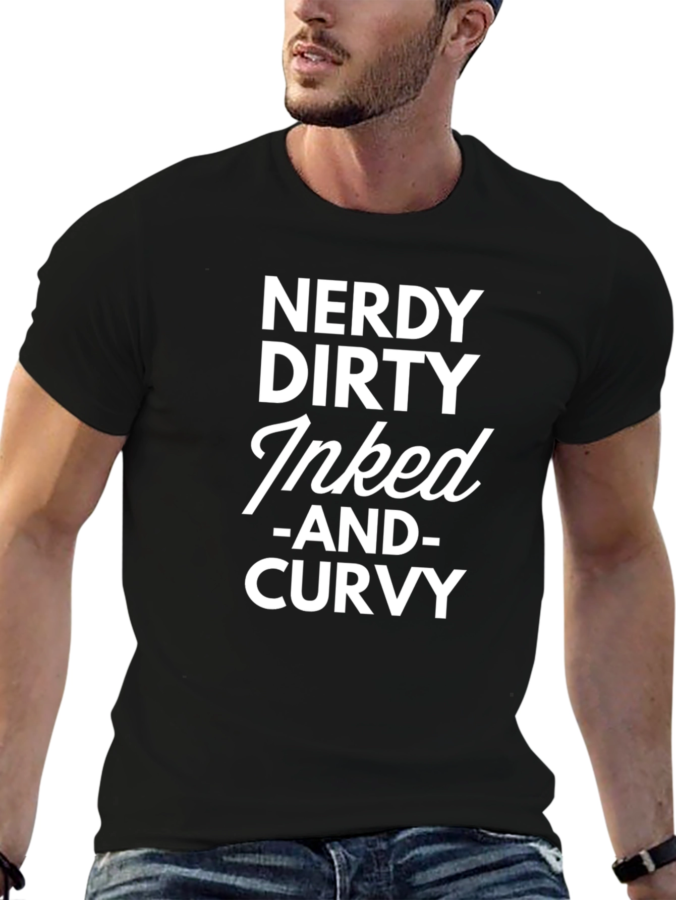 Nerdy Dirty Inked Curvy Black T-Shirt