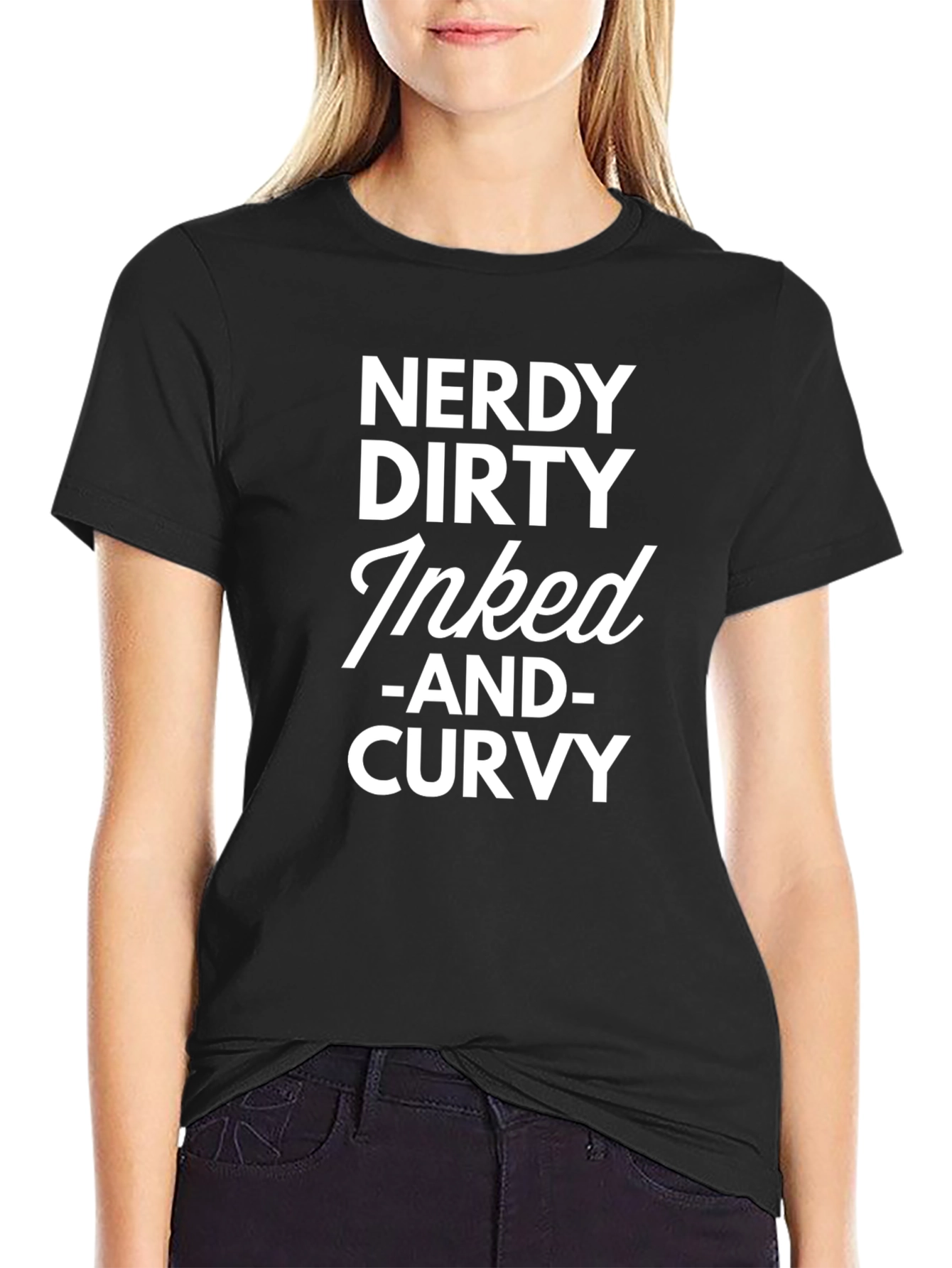 Nerdy Dirty Inked Curvy Black T-Shirt