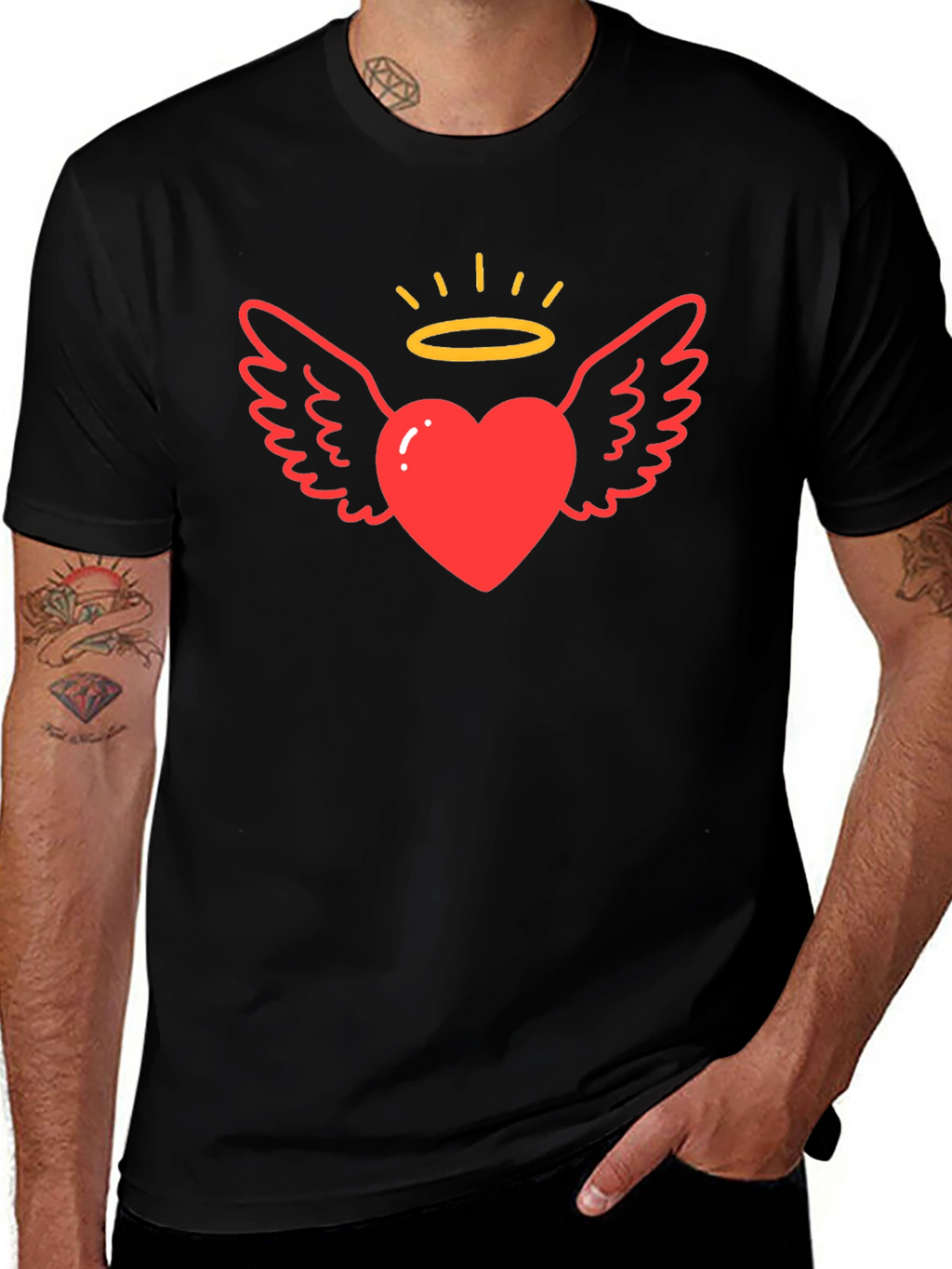 Angel Heart Graphic T-Shirt Black Tee