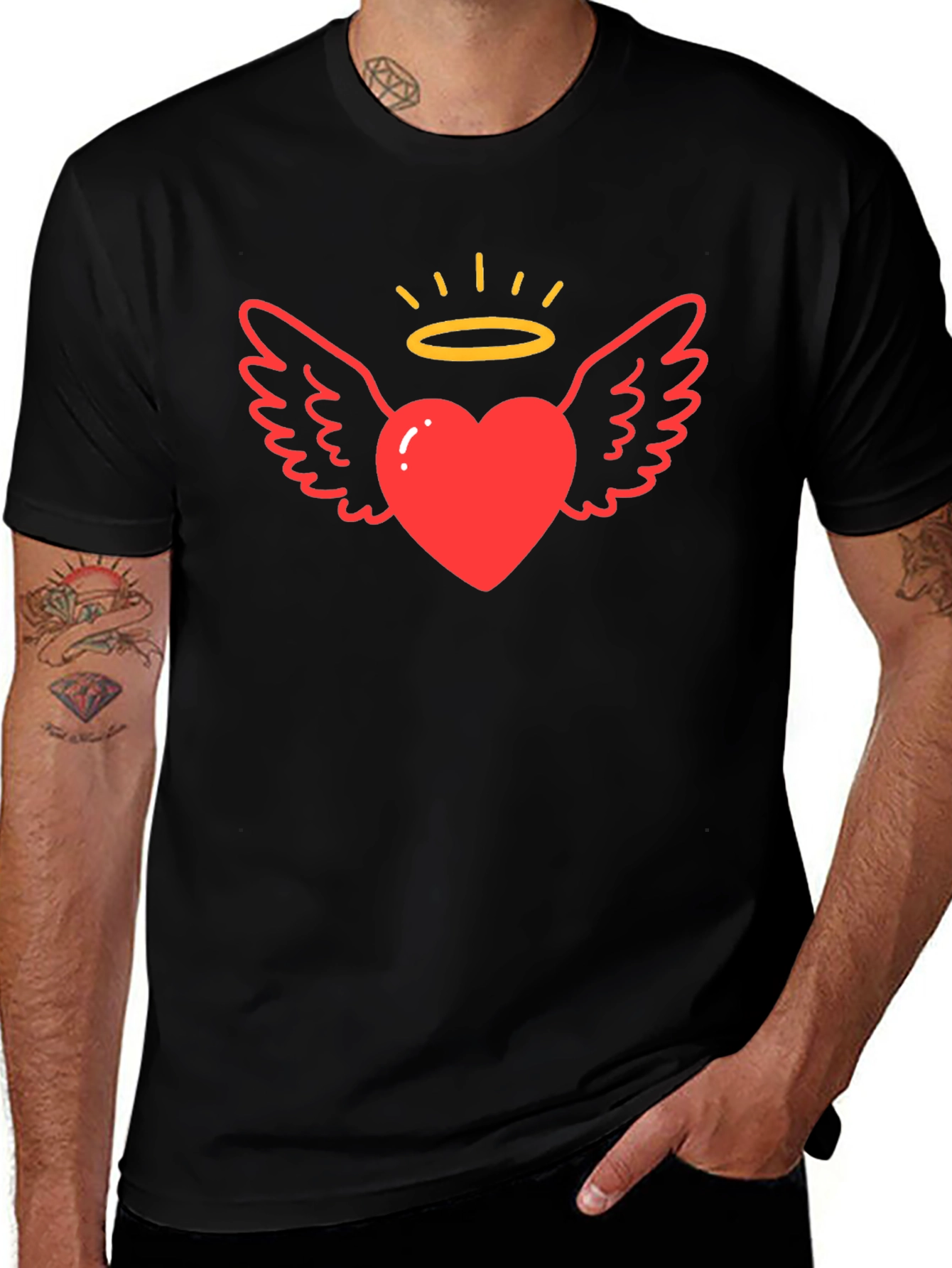 Angel Heart Graphic T-Shirt Black Tee