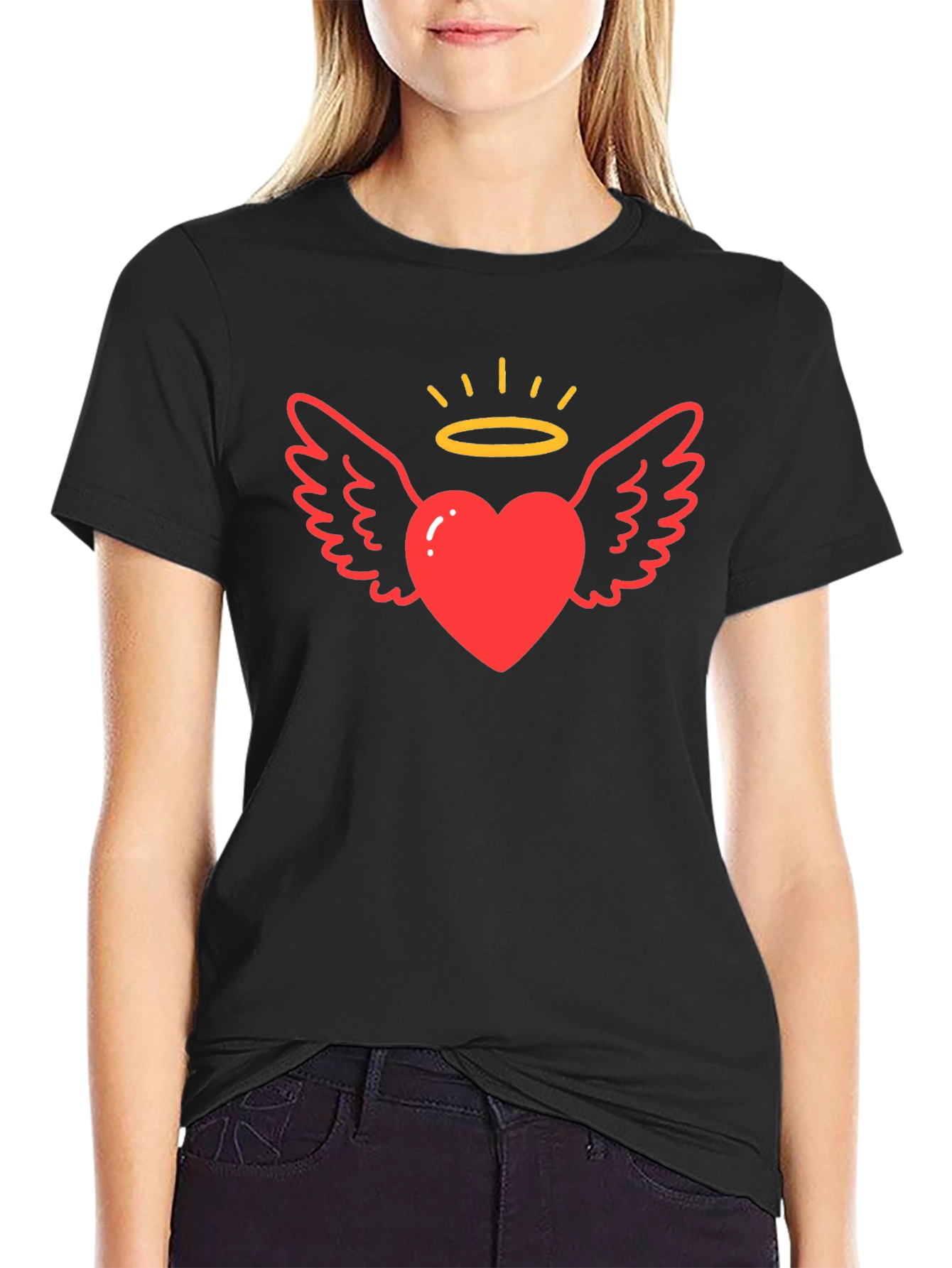 Angel Heart Graphic T-Shirt Black Tee