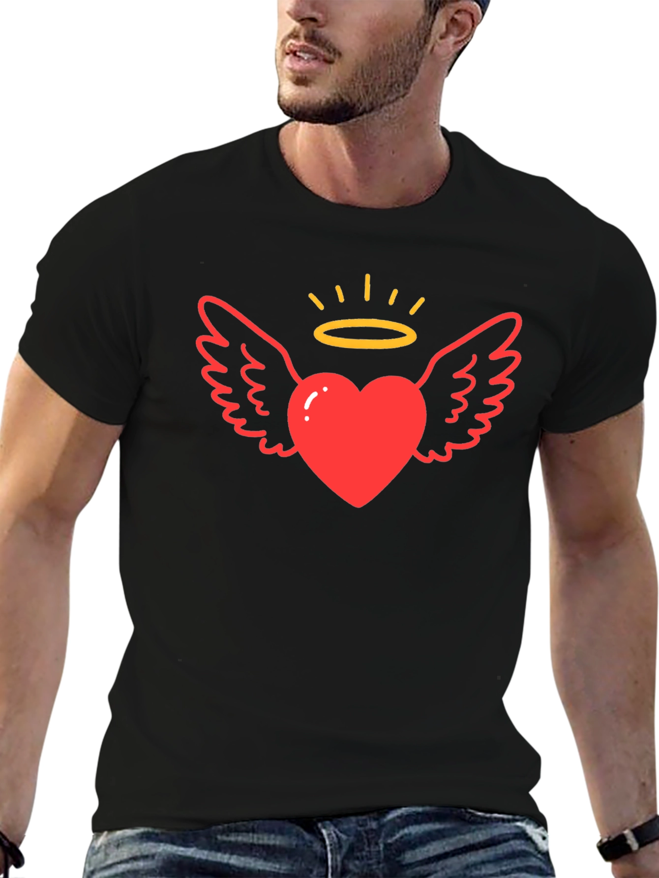 Angel Heart Graphic T-Shirt Black Tee