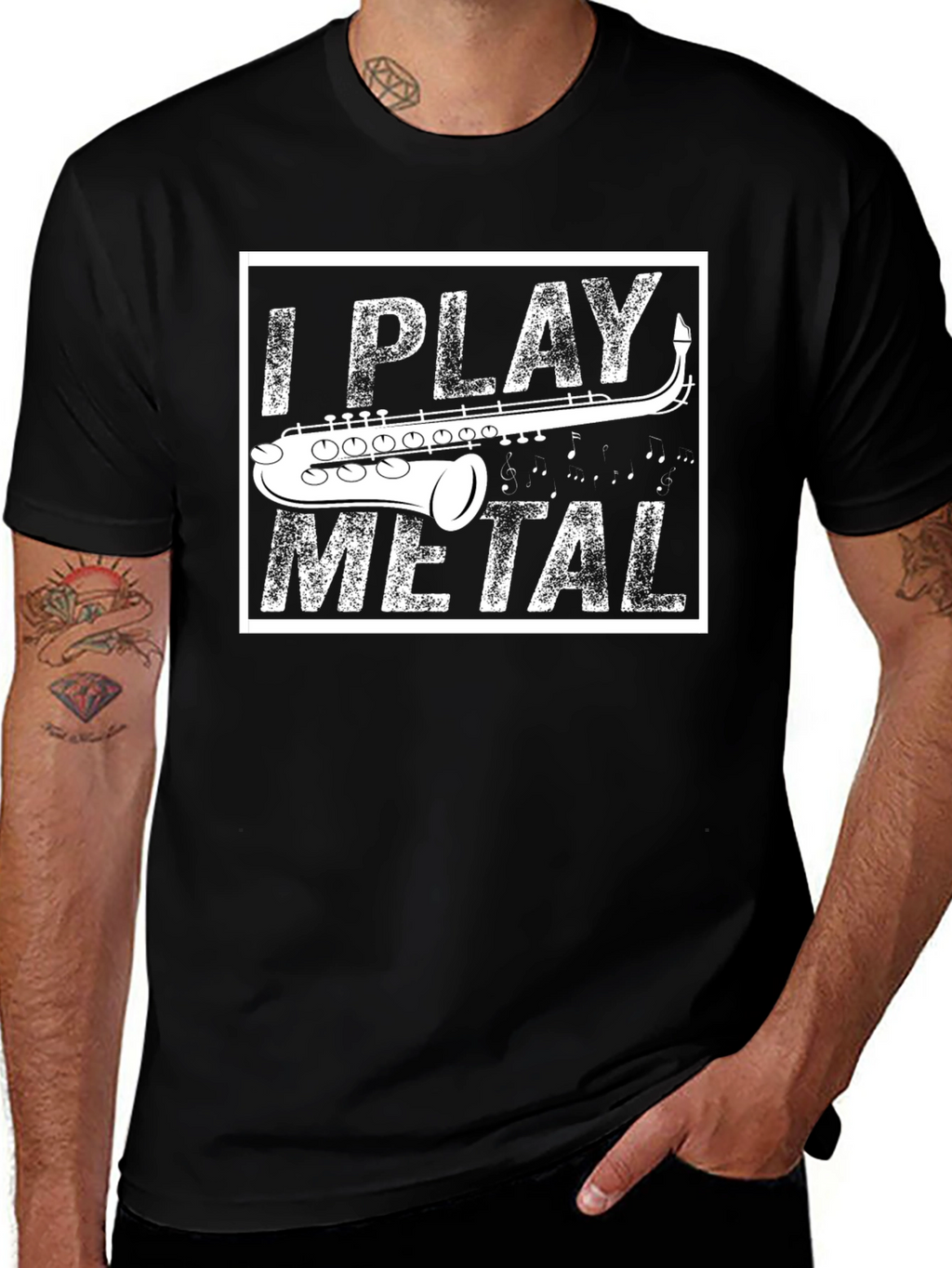 I Play Metal Saxophone Black T-Shirt