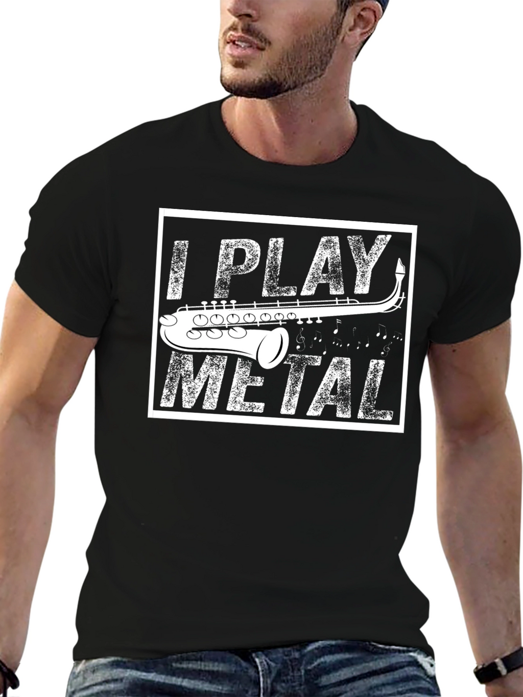 I Play Metal Saxophone Black T-Shirt
