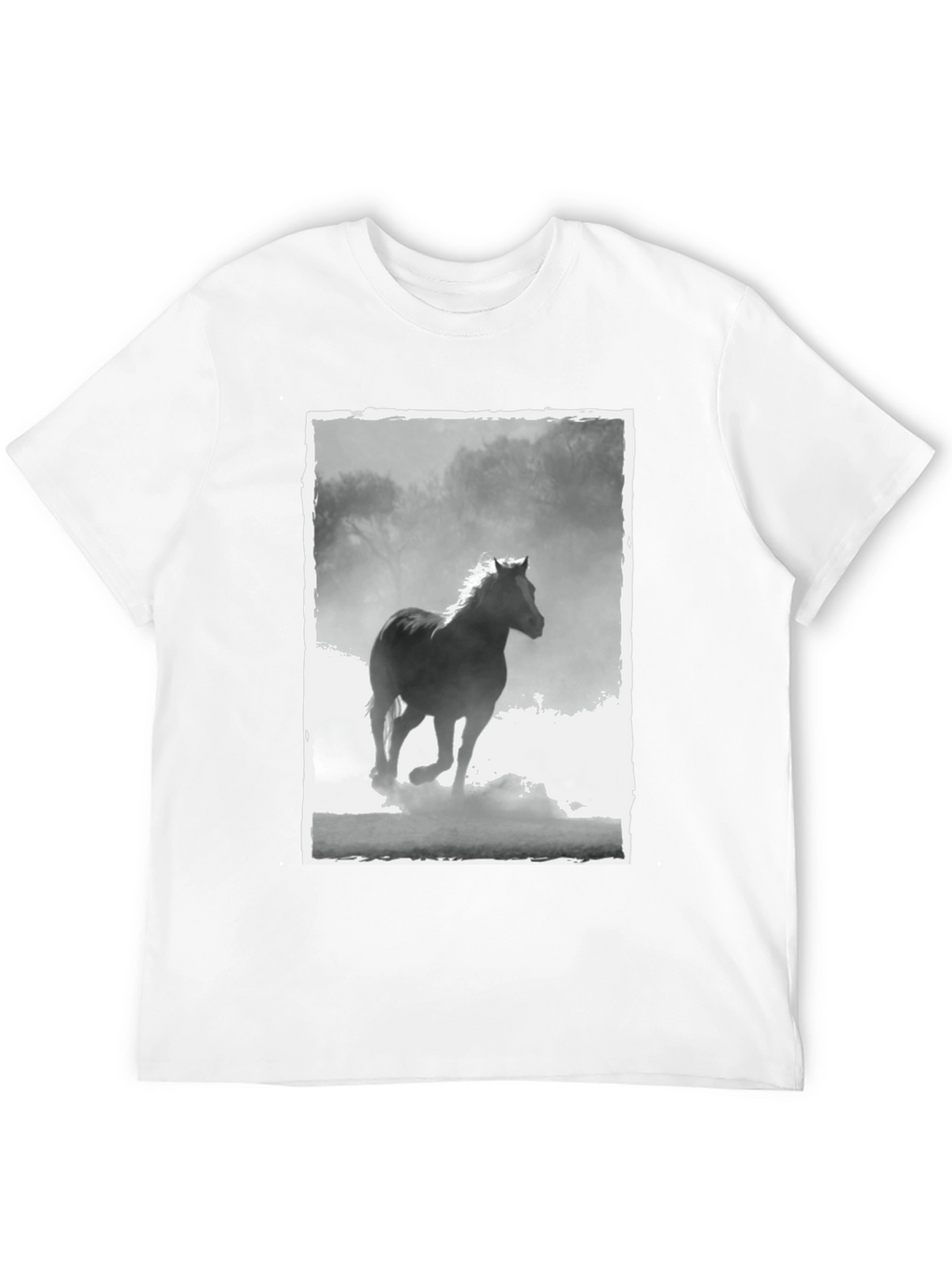 Horse Graphic Tee - Black Cotton Casual T-Shirt
