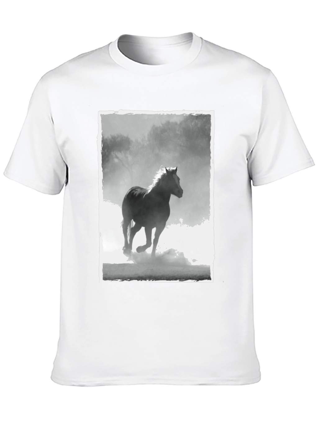Horse Graphic Tee - Black Cotton Casual T-Shirt