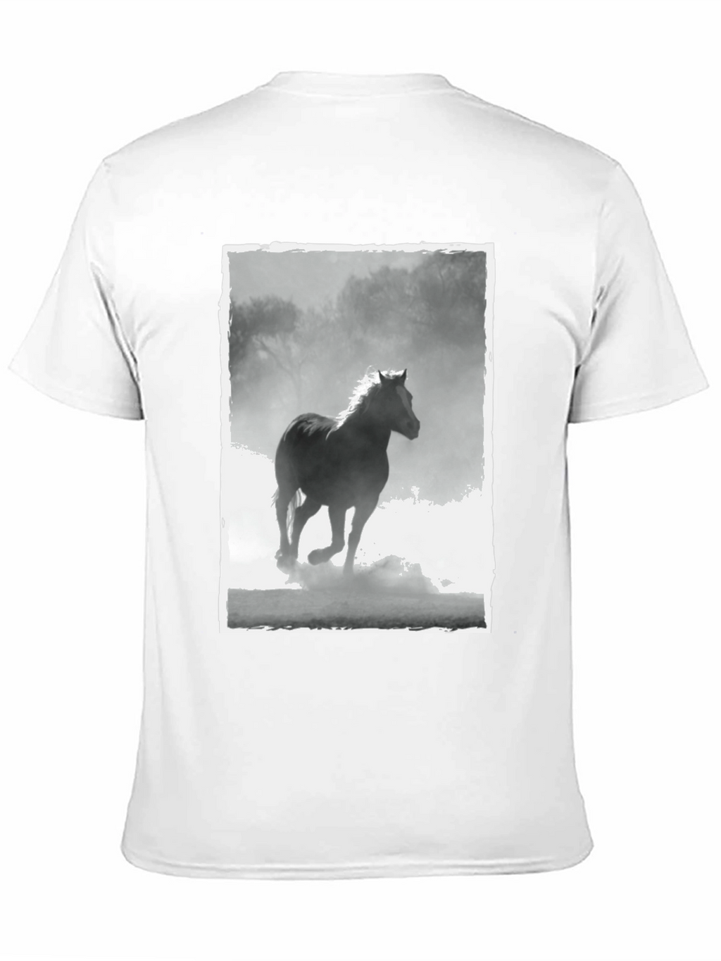 Horse Graphic Tee - Black Cotton Casual T-Shirt